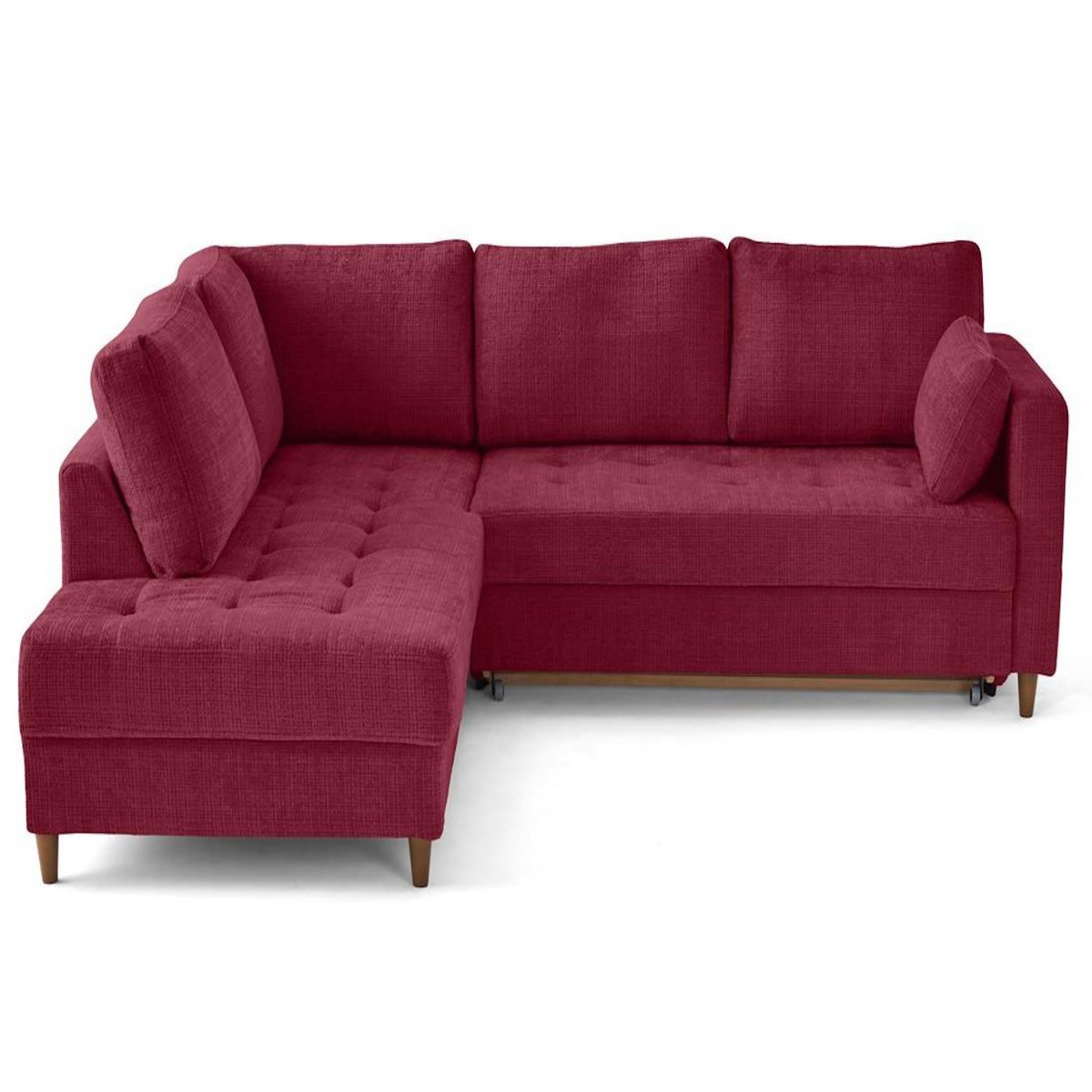 LISA DESIGN Anna - canapé d'angle gauche 5 places convertible en velours texturé