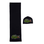 Lacoste Coffret cadeau bonnet et écharpe en crocodile unisexe  Lacoste RB1515. Coloris disponibles : Bleu