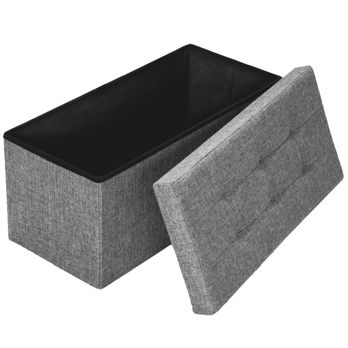 tectake Tabouret avec espace de rangement pliable gris clair