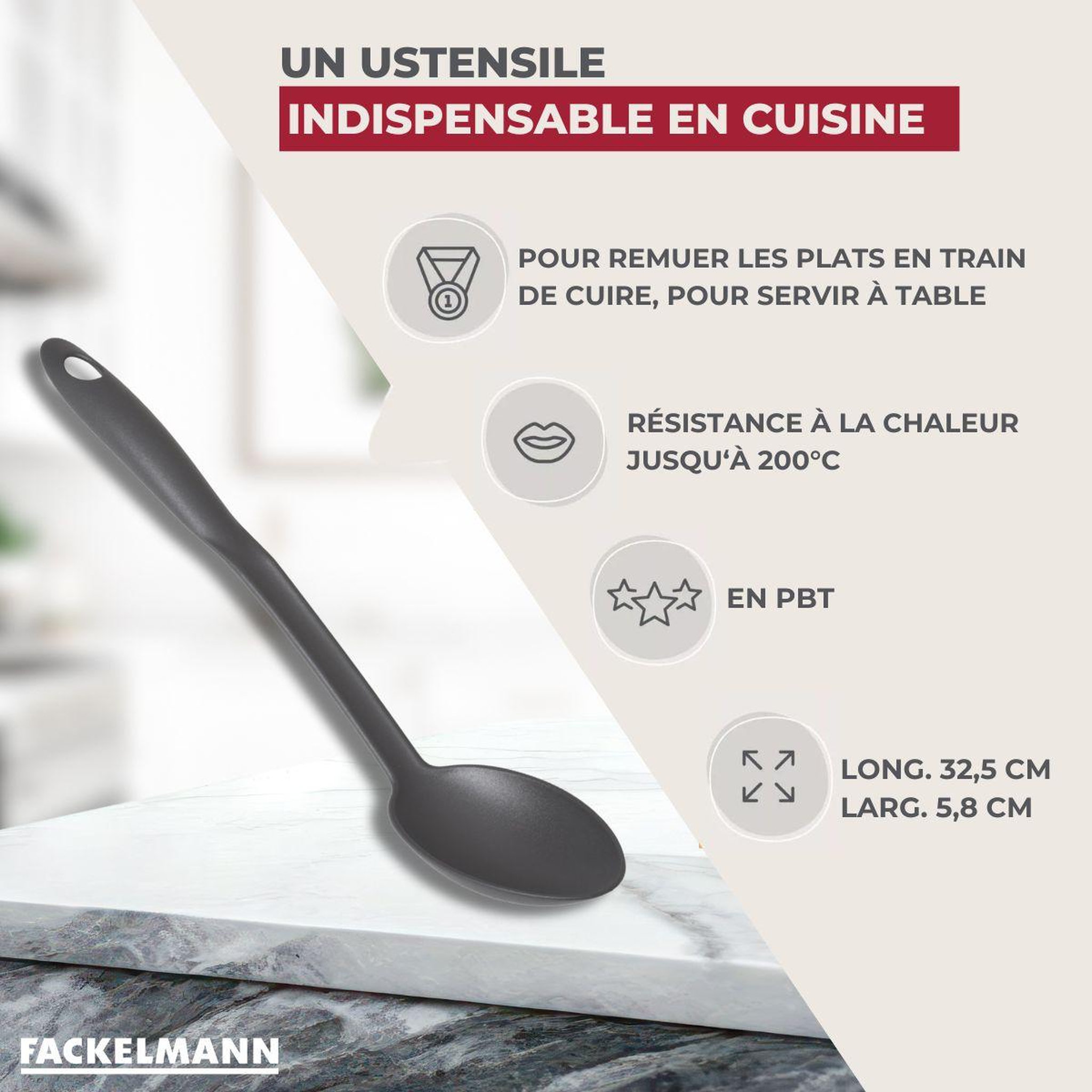 Voir la diapositive 3 : Fackelmann Cuillère à servir 32,5 cm fackelmann clip