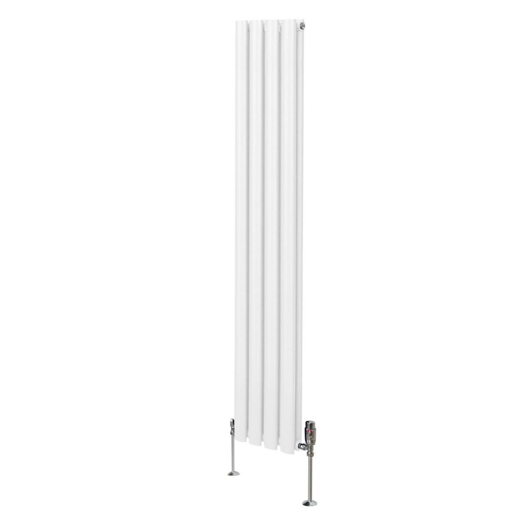 MONSTERSHOP Radiateur à colonnes ovales & robinet, 2 panneaux - 1600 x 360 mm. Coloris disponibles : Blanc, Gris, Noir
