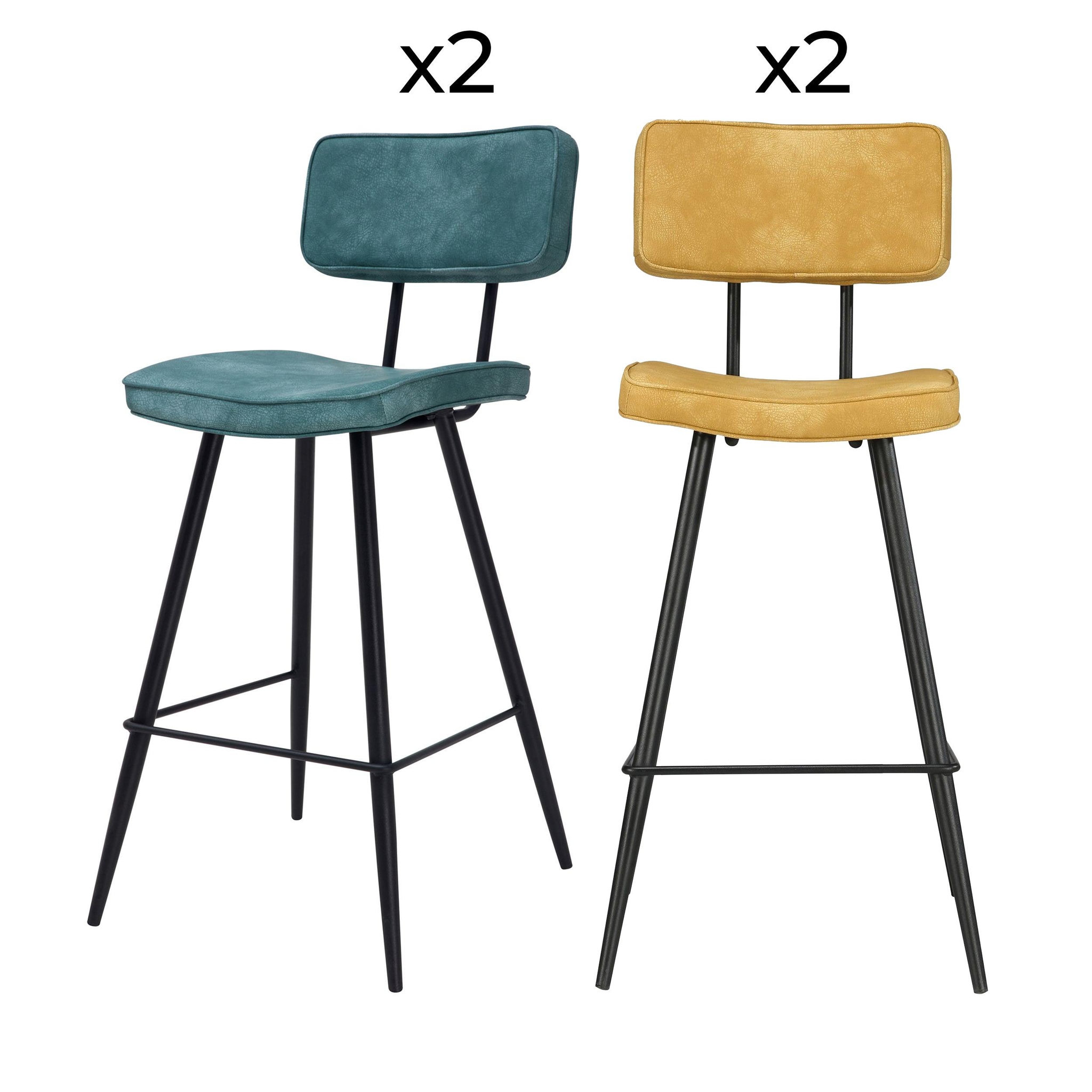 MAISON PAVANE Pack 4 chaises pour îlot central bleues et jaunes 66 cm-texas