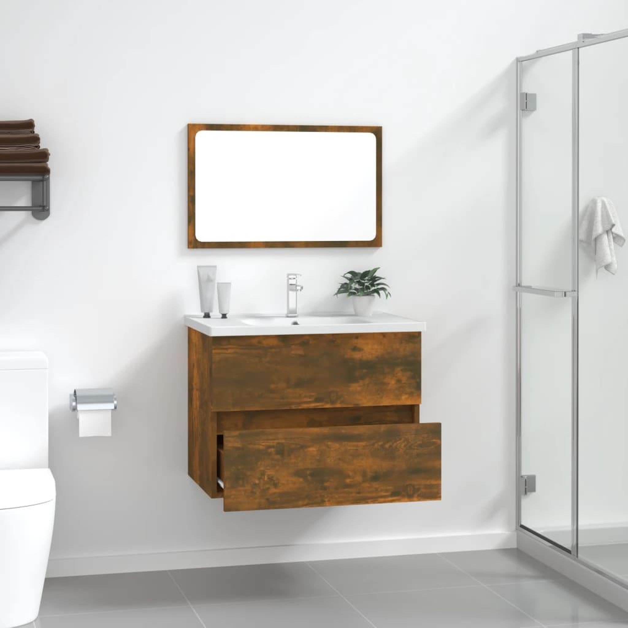 Voir la diapositive 3 : VIDAXL Ensemble de meubles de salle de bain 2 pcs Chene fume