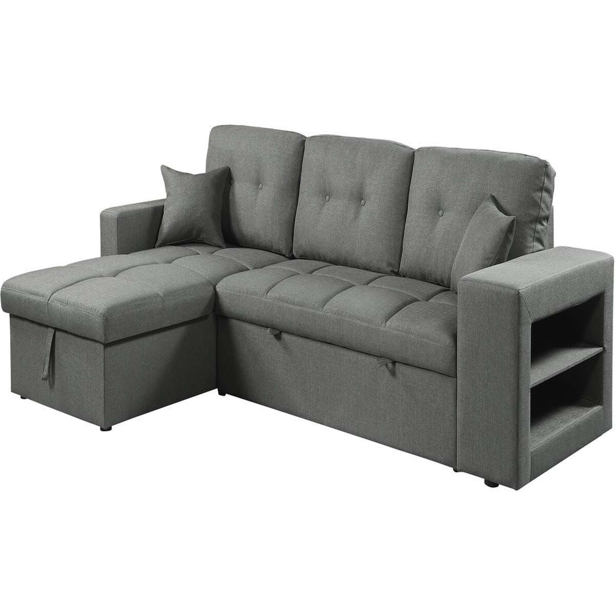 Habitat et Jardin Canapé d'angle convertible/réversible tissu style bubble  axel  - 3 places - gris