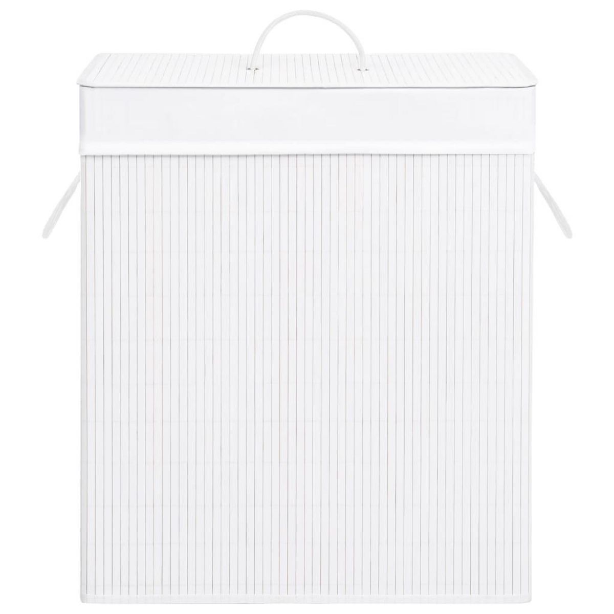 VIDAXL Panier a linge avec 2 sections bambou blanc 100 L