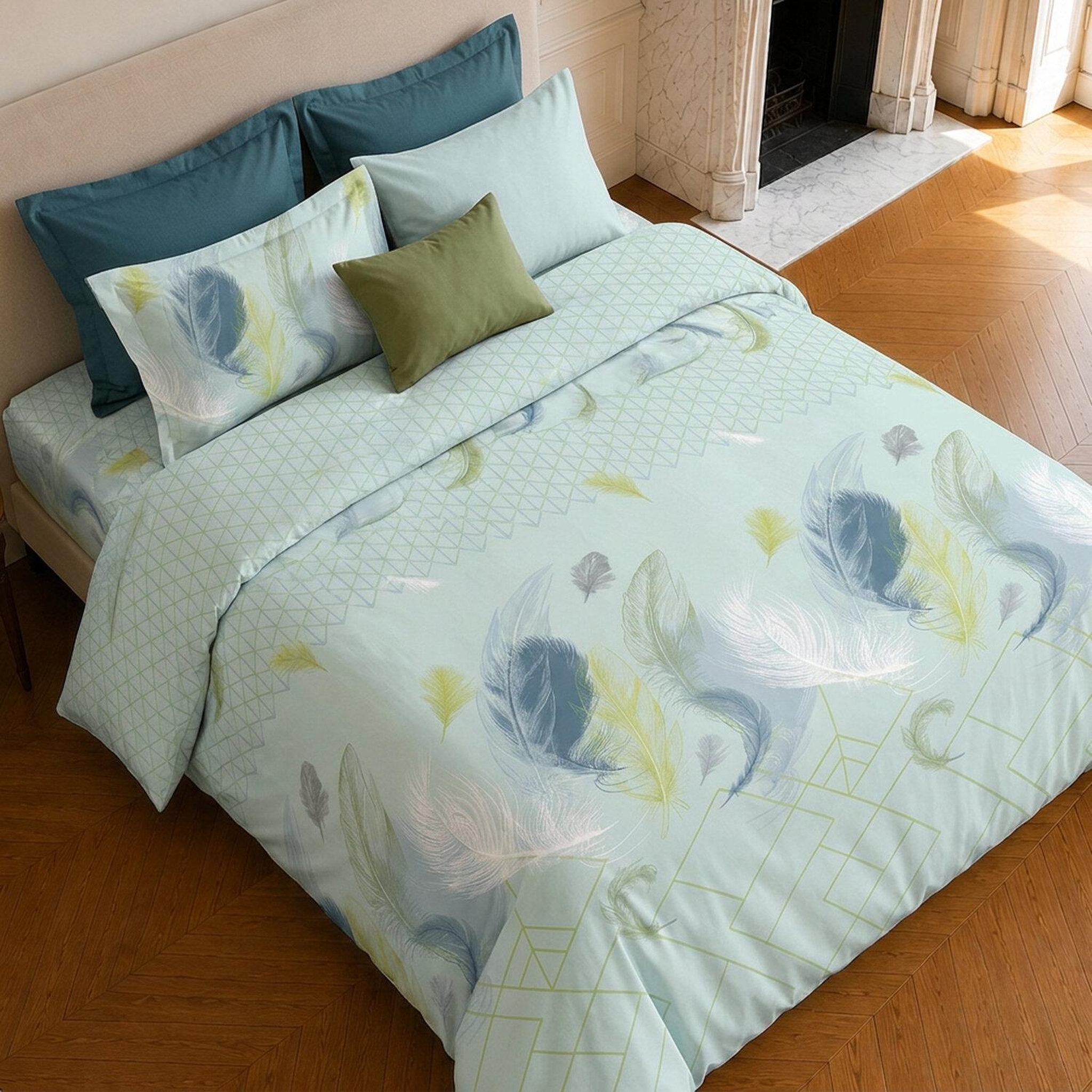 Voir la diapositive 4 : Home collection Parure housse de couette imprimée 100% microfibre - paloma - 220x240 cm