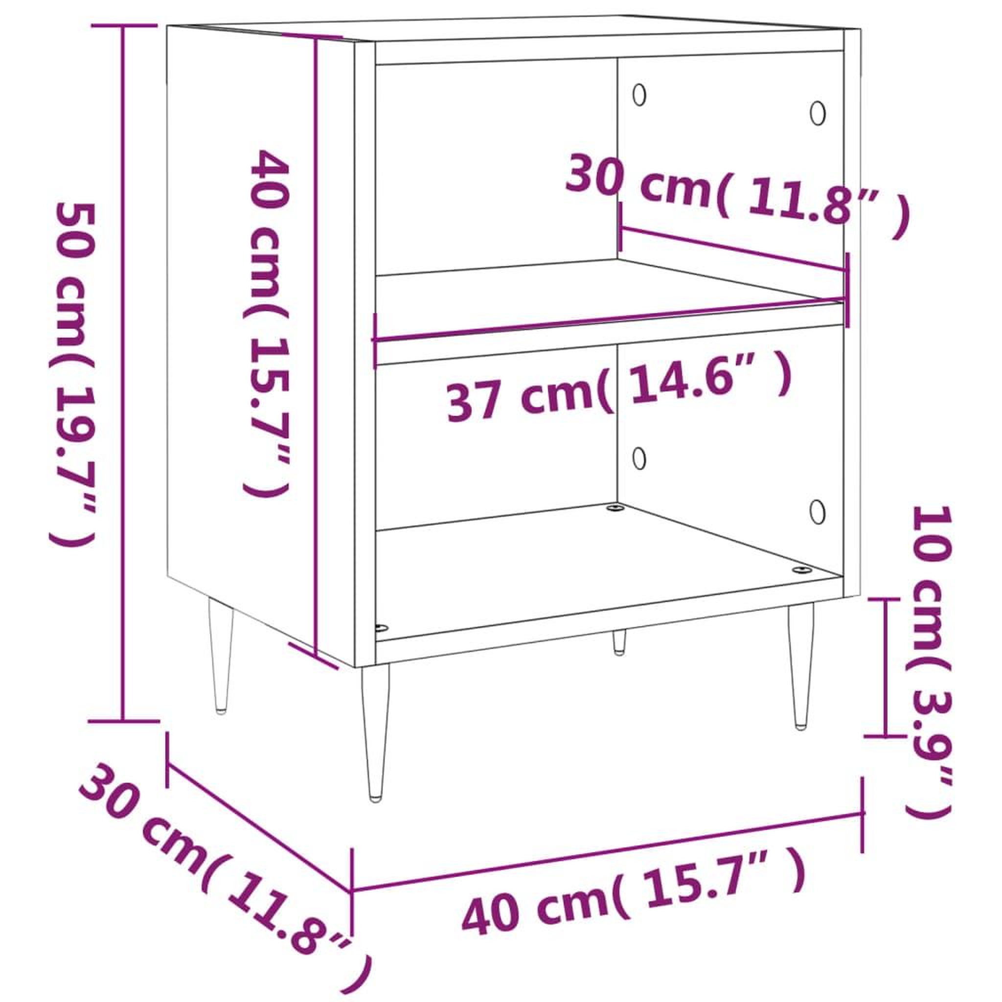 Voir la diapositive 6 : VIDAXL Tables de chevet 2 pcs chene fume 40x30x50 cm bois d'ingenierie