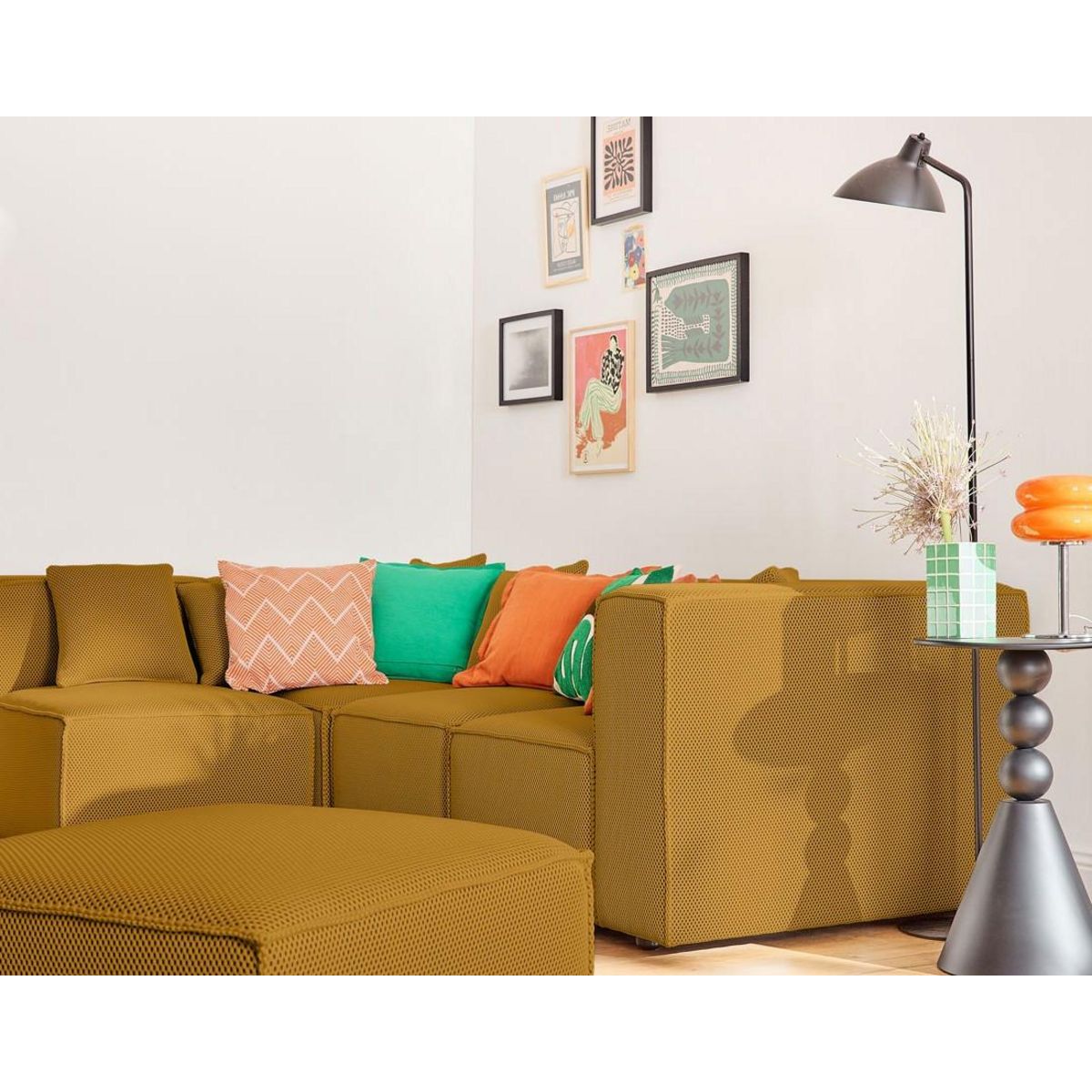 LISA DESIGN Arty - canapé modulable d'angle gauche 5 places - en tissu mailles 3d