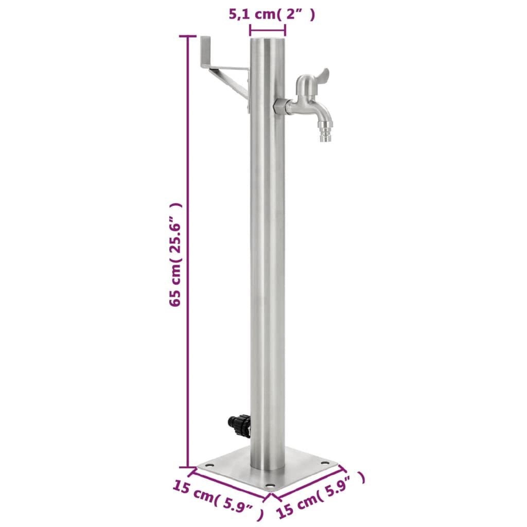 Voir la diapositive 6 : VIDAXL Colonne a eau de jardin ronde Acier inoxydable 65 cm