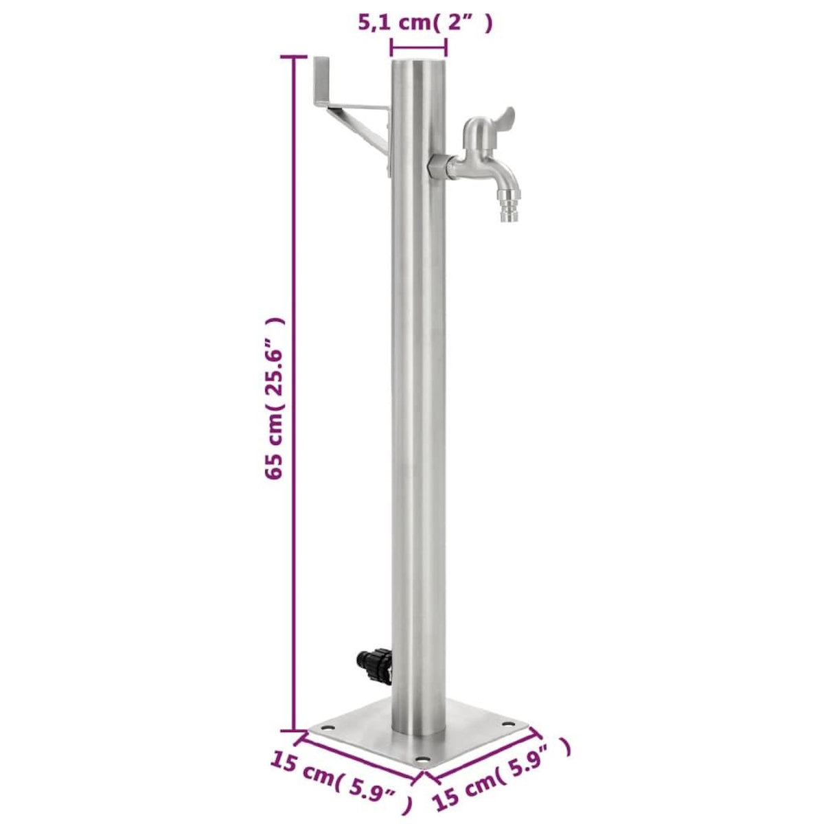 VIDAXL Colonne a eau de jardin ronde Acier inoxydable 65 cm