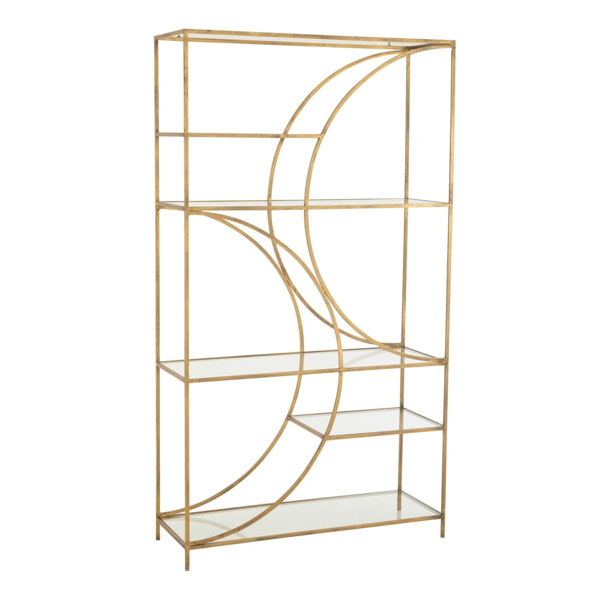 J-LINE Étagère 6 Niveaux en Verre  Nar  200cm Doré