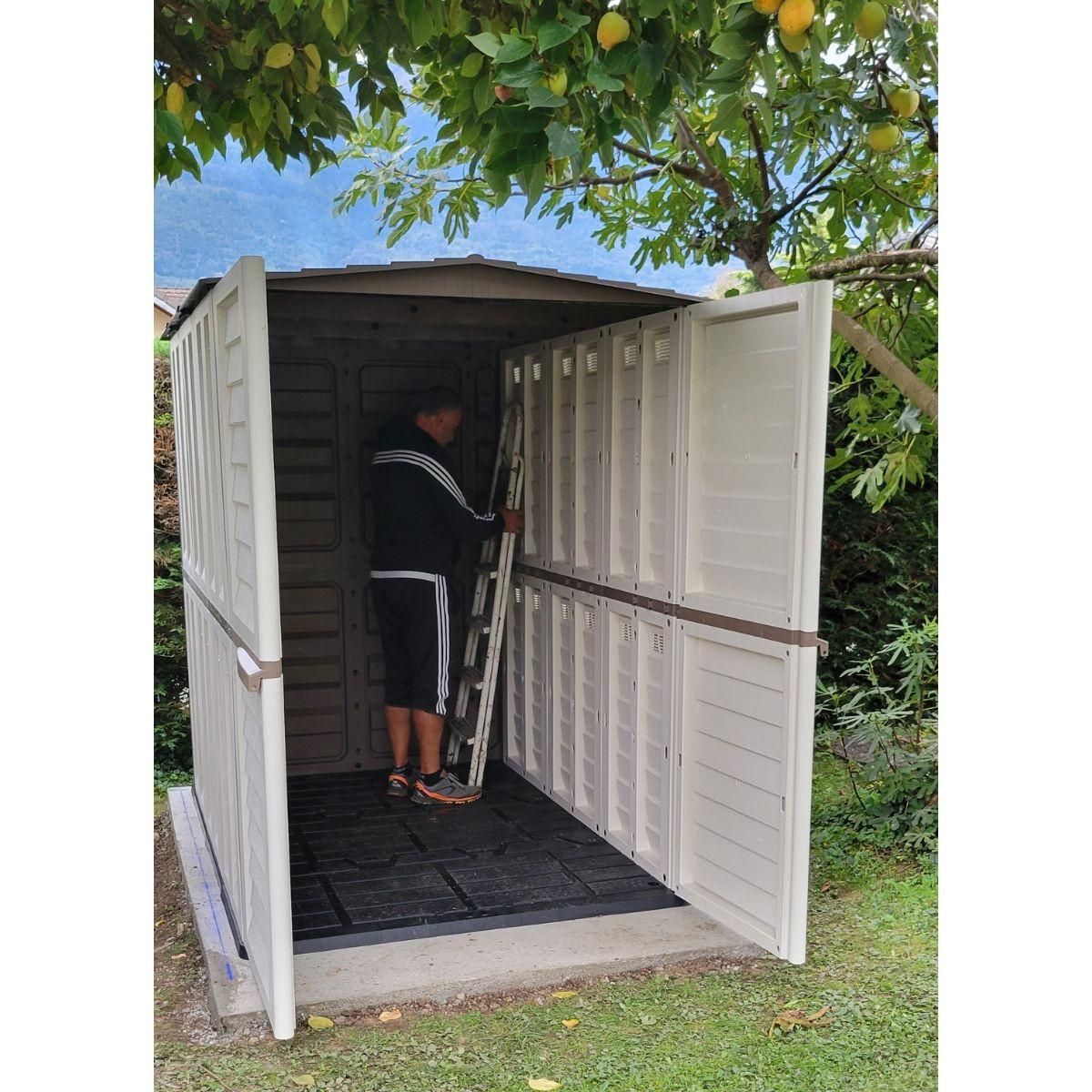 ART PLAST Abri de Jardin Extérieur 5500L Beige - Cabanon de jardin en Polypropylène 151x208x200 - Rangement Outils, Vélos, ARTPLAST