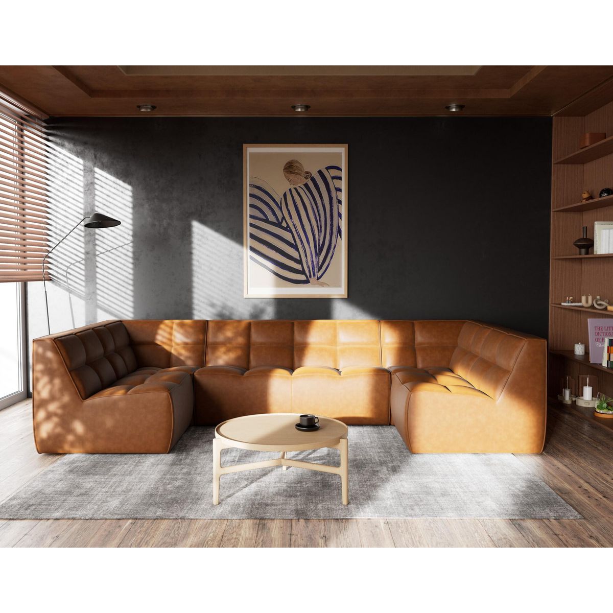 LISA DESIGN Alya - canapé modulable panoramique 7 places en simili