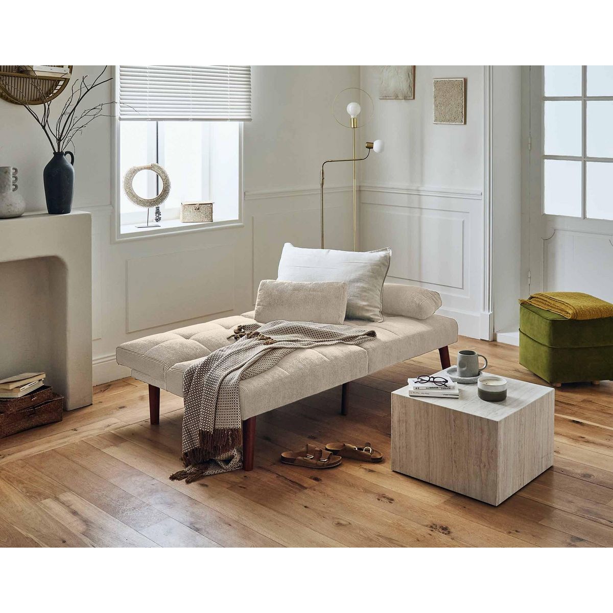 BEST MOBILIER Philae - canapé convertible clic-clac 2 places - velours côtelé