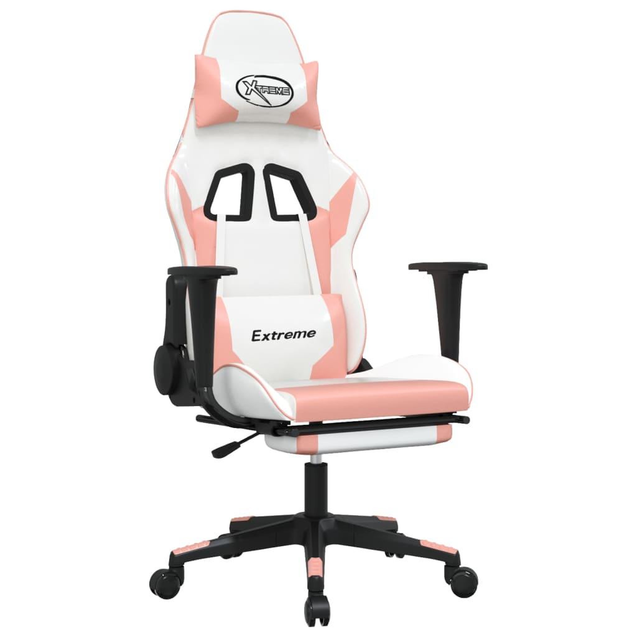 Voir la diapositive 2 : VIDAXL Chaise de jeu avec repose-pied Blanc et rose Similicuir