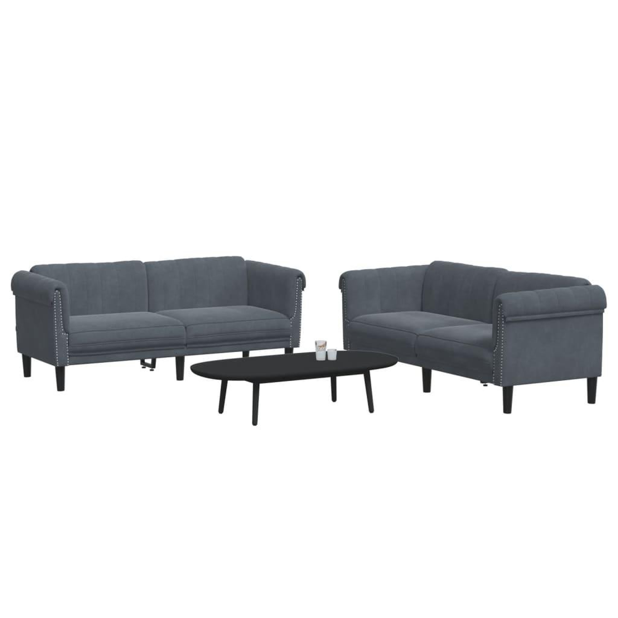 Voir la diapositive 3 : VIDAXL Ensemble de canapes 2 pcs gris fonce velours