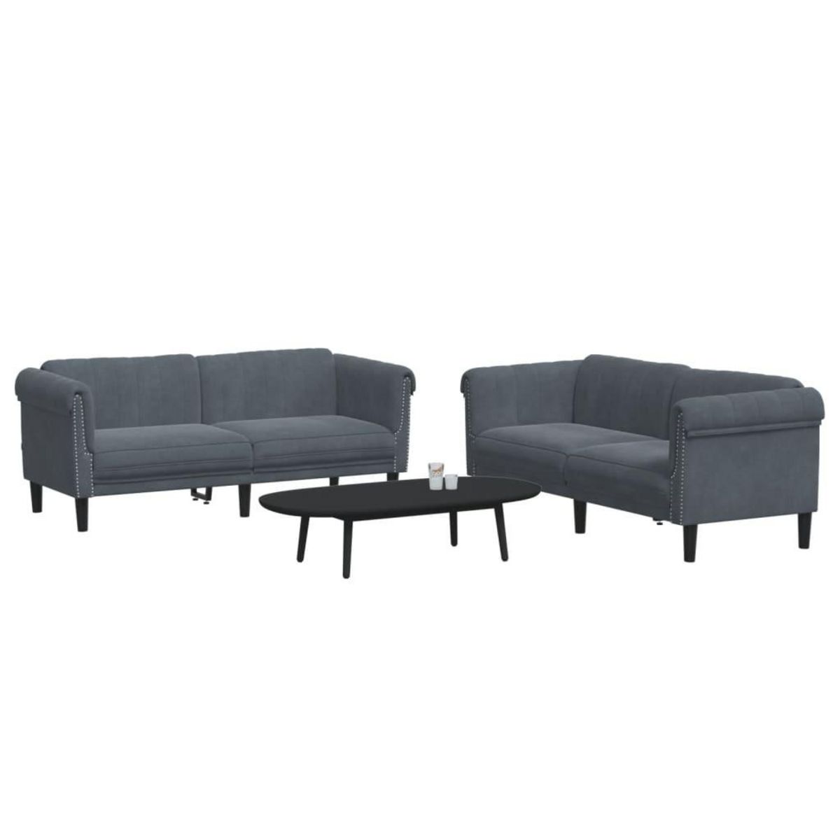 VIDAXL Ensemble de canapes 2 pcs gris fonce velours
