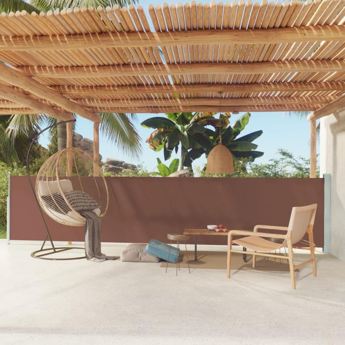 VIDAXL Auvent lateral retractable de patio 117x600 cm Marron