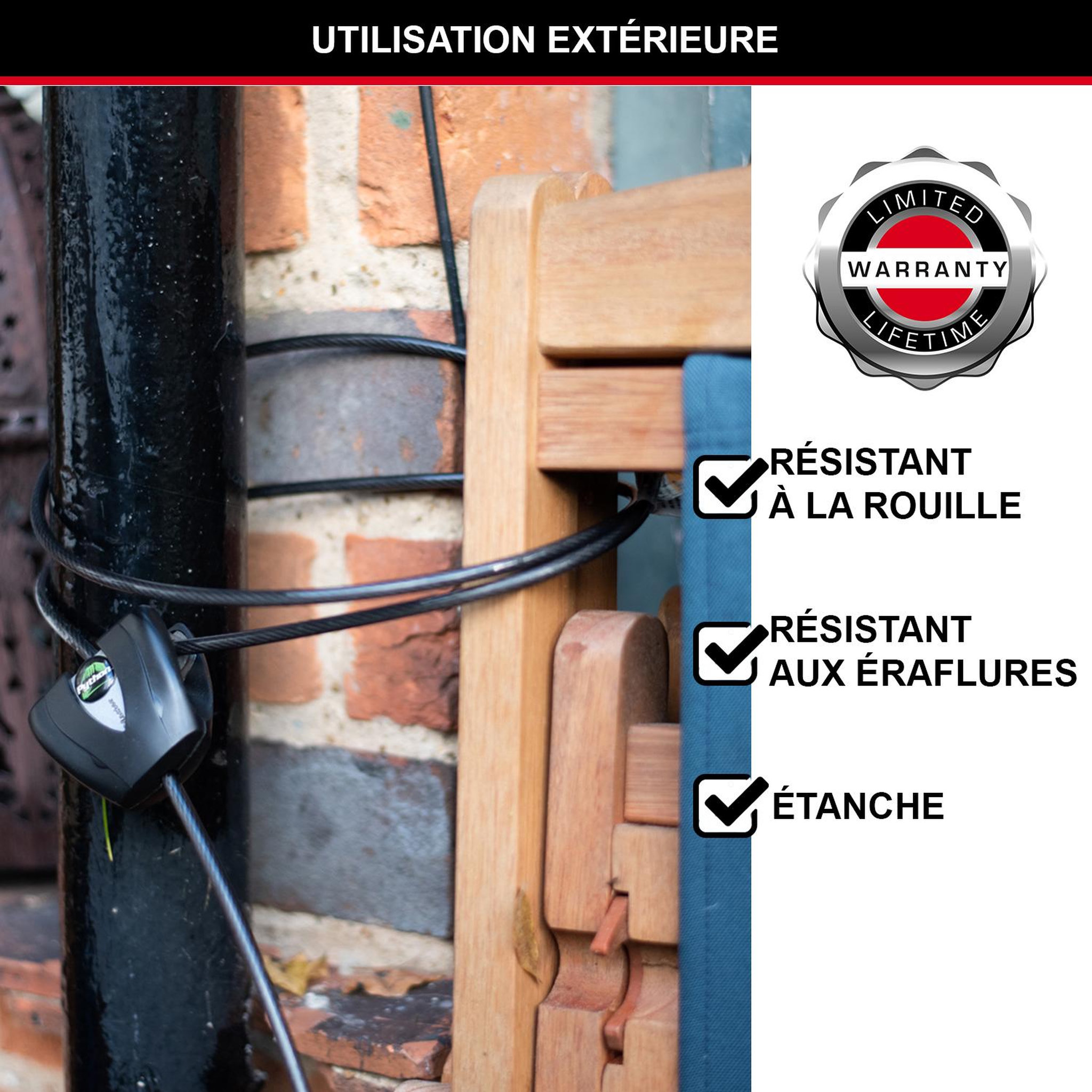 Voir la diapositive 3 : Master lock Câble antivol ajustable [longueur ajustable de 30 cm à 1,8 m] [solution brevetée python] 8428eurdpro