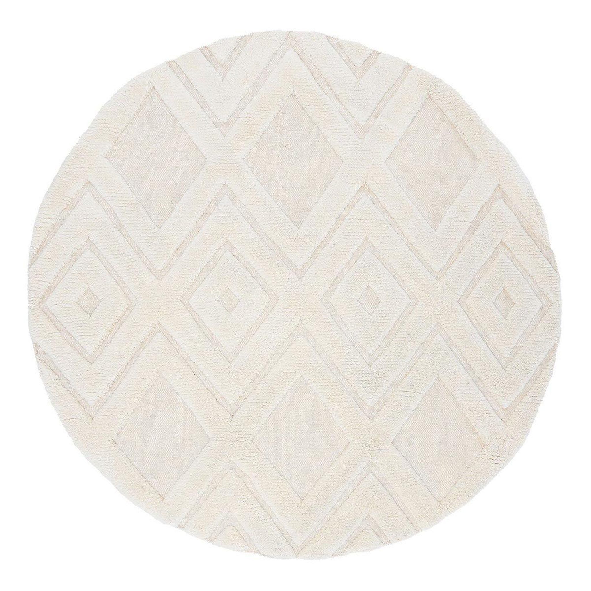 Paris Prix Tapis déco rond en laine  dahlia  200cm blanc