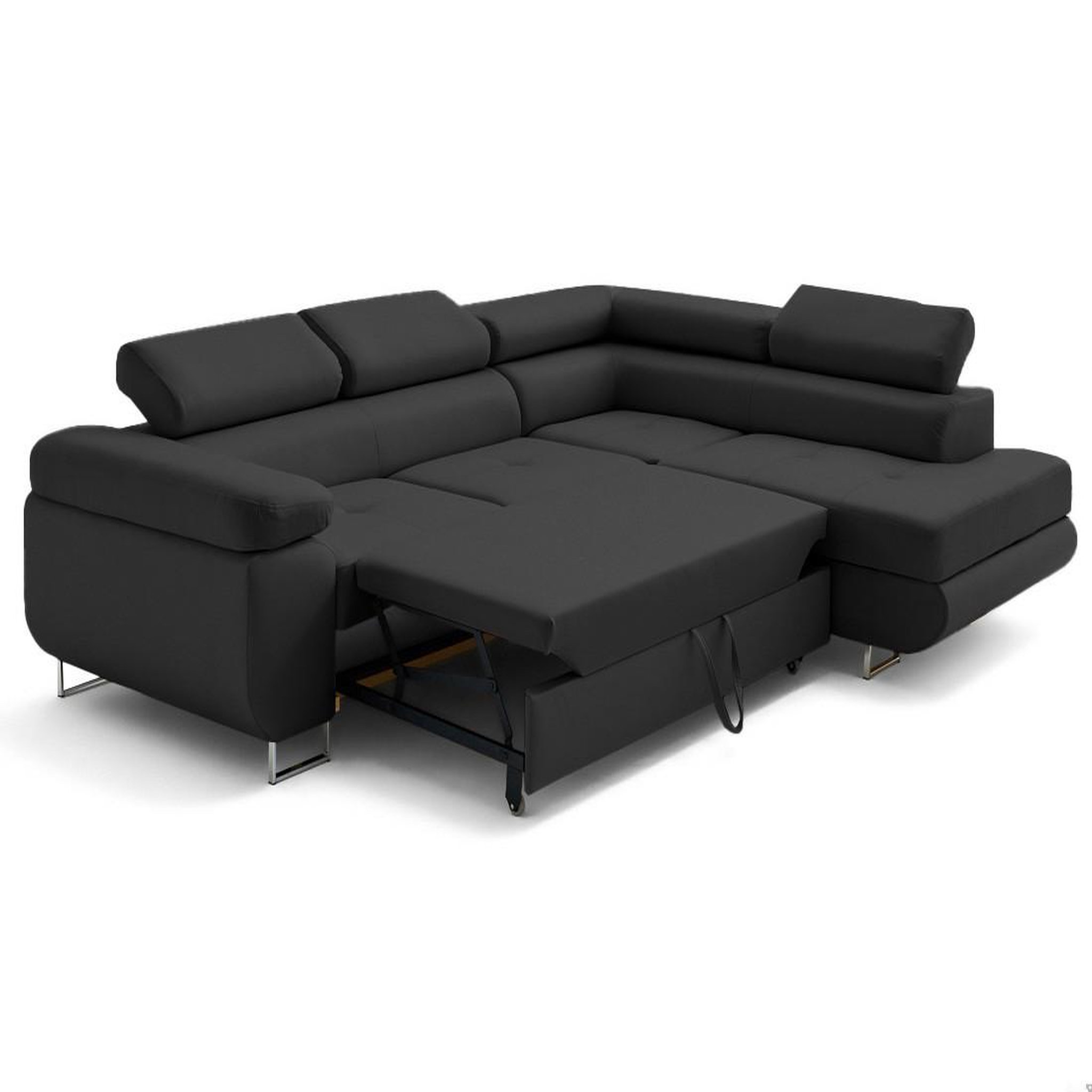 Voir la diapositive 5 : LISA DESIGN Zaria - canapé d'angle droit 5 places convertible avec coffre et têtières en simili