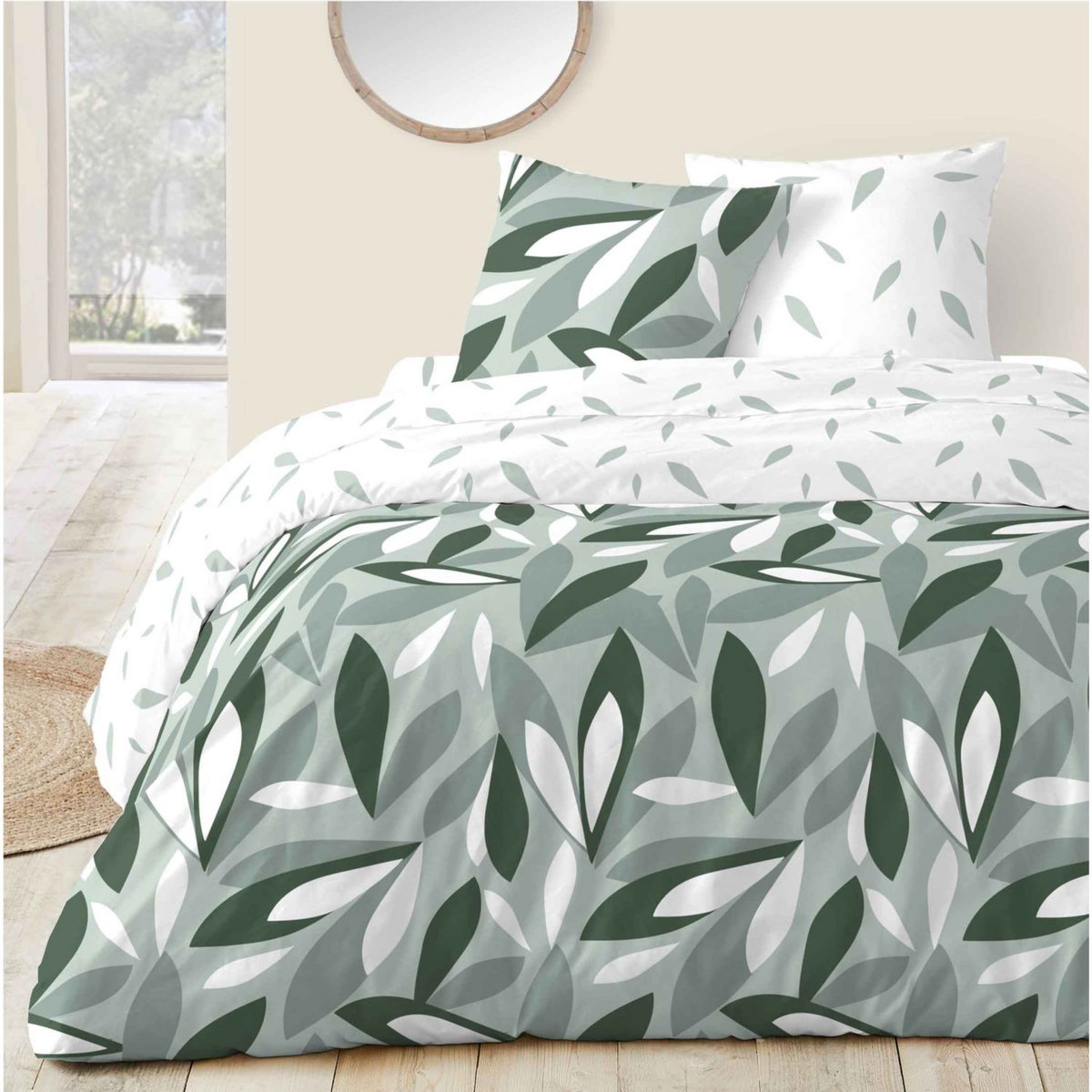 Parure housse de couette en polycoton motif floral CALLIE