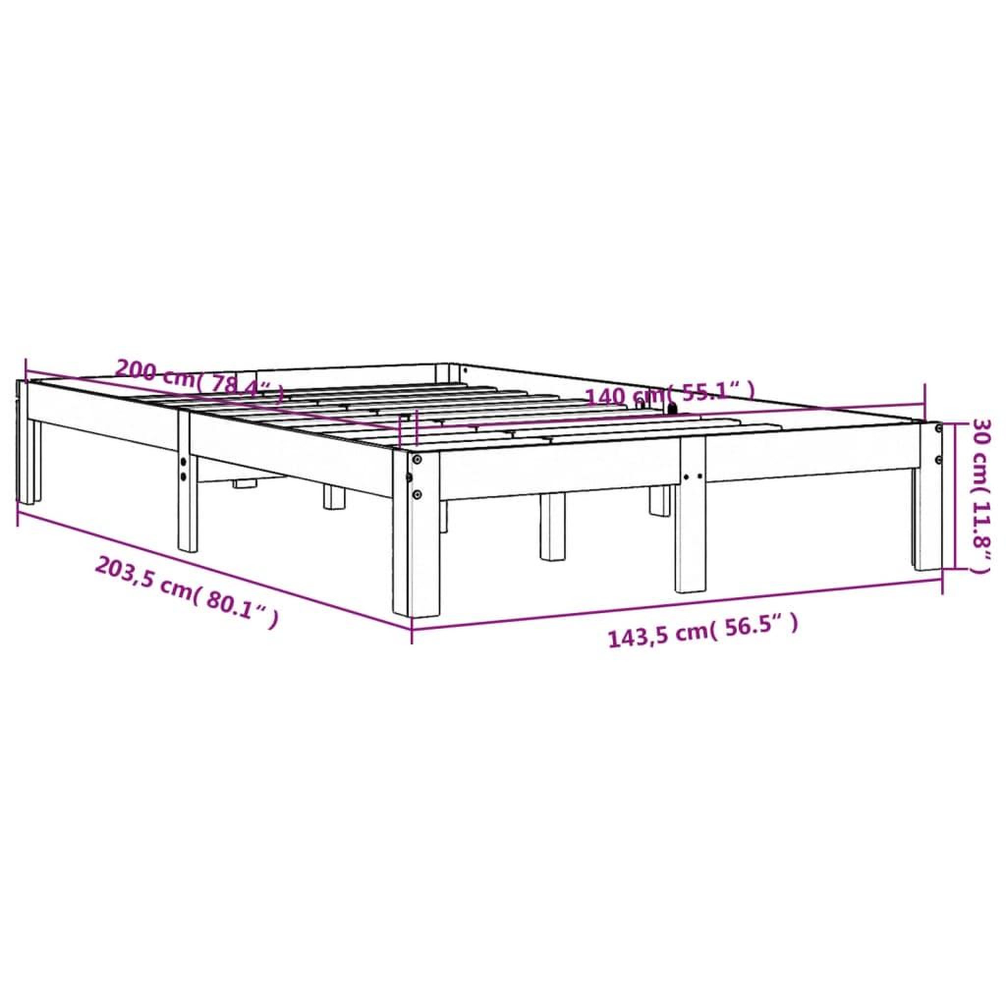 Voir la diapositive 6 : VIDAXL Cadre de lit sans matelas cire marron 140x200cm bois pin massif