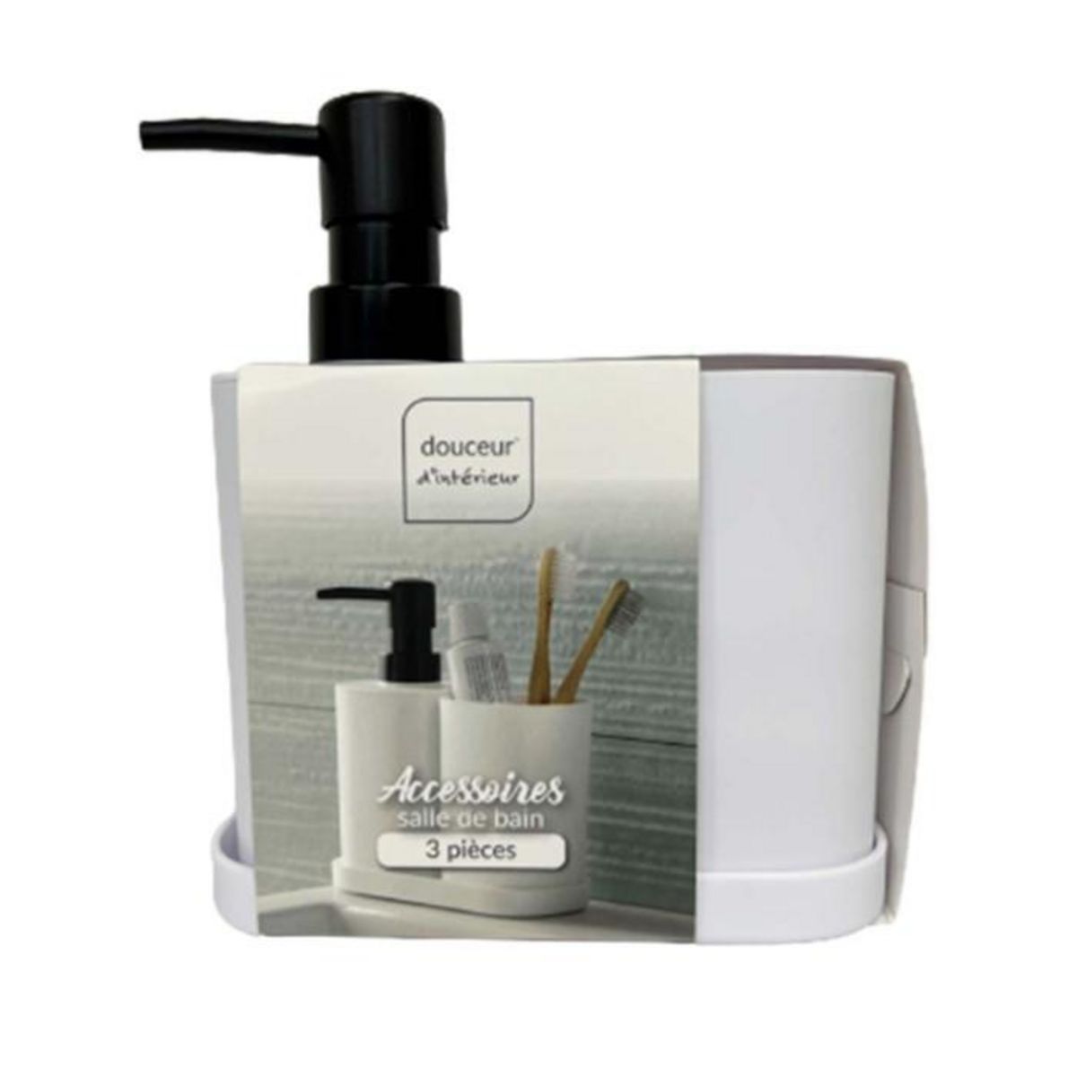 Paris Prix Set de 3 Accessoires Salle de Bain  Vita  19cm Blanc