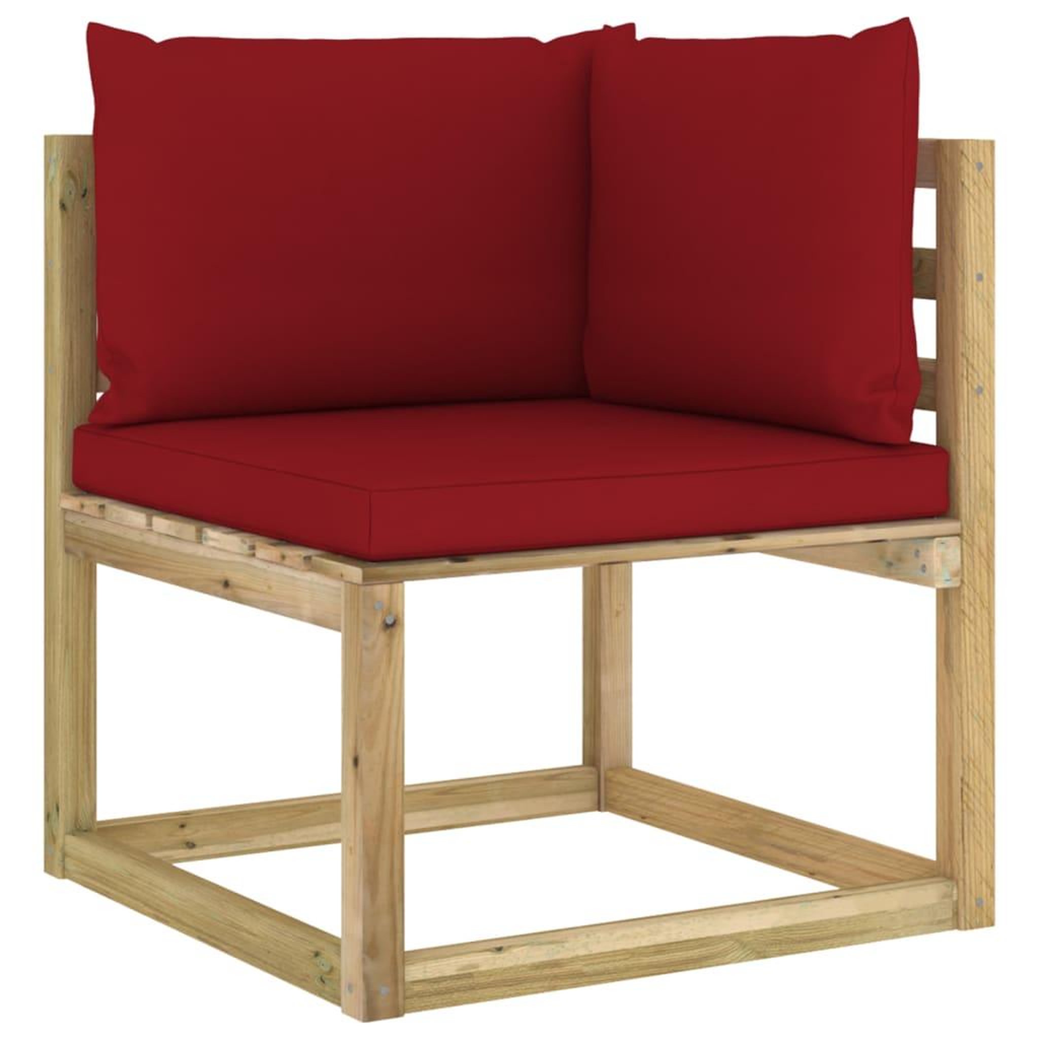 Voir la diapositive 3 : VIDAXL Canape d'angle de jardin avec coussins Bois impregne de vert