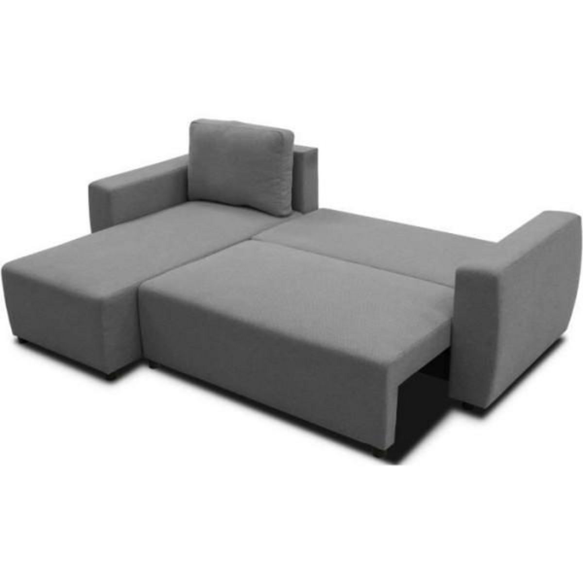 MARKET24 Canapé d'angle convertible réversible 3 a 4 places - PHARELL - Tissu anthracite - Coffre de rangement - L 224 x P 155 x H 85 c