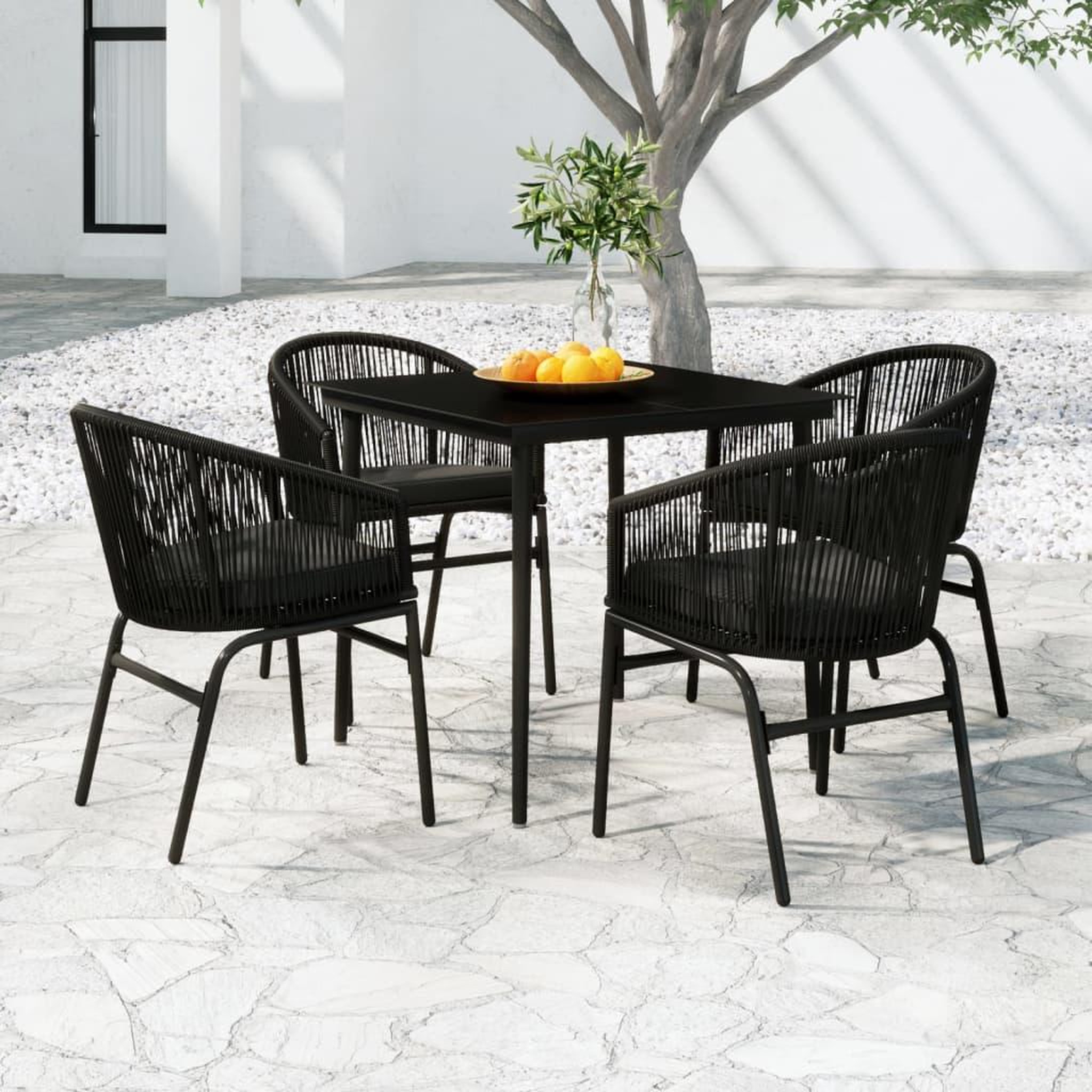 VIDAXL Ensemble a manger de jardin 5 pcs Noir