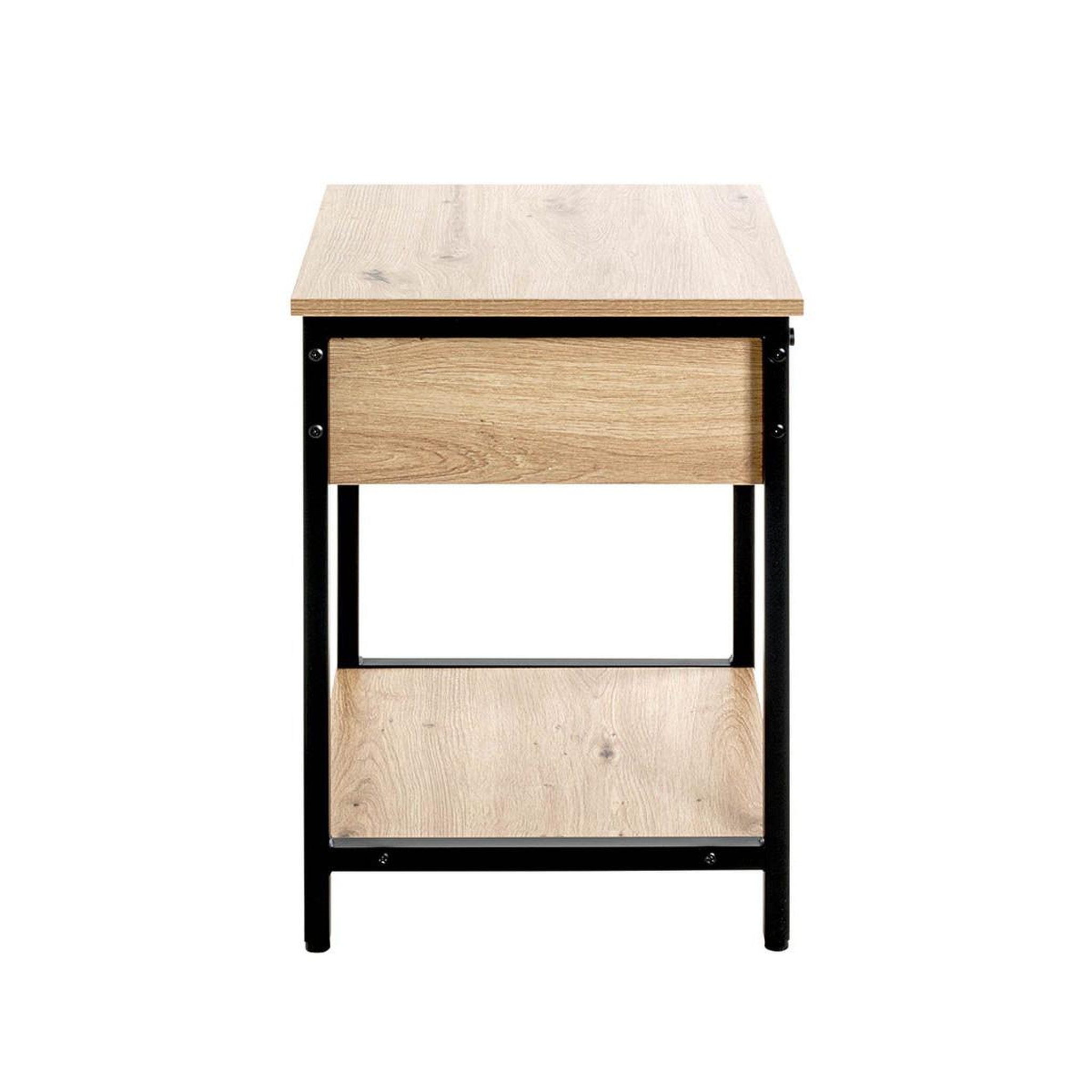 Voir la diapositive 4 : Paris Prix Table d'Appoint 1 Tiroir  Miranda  55cm Chêne & Noir