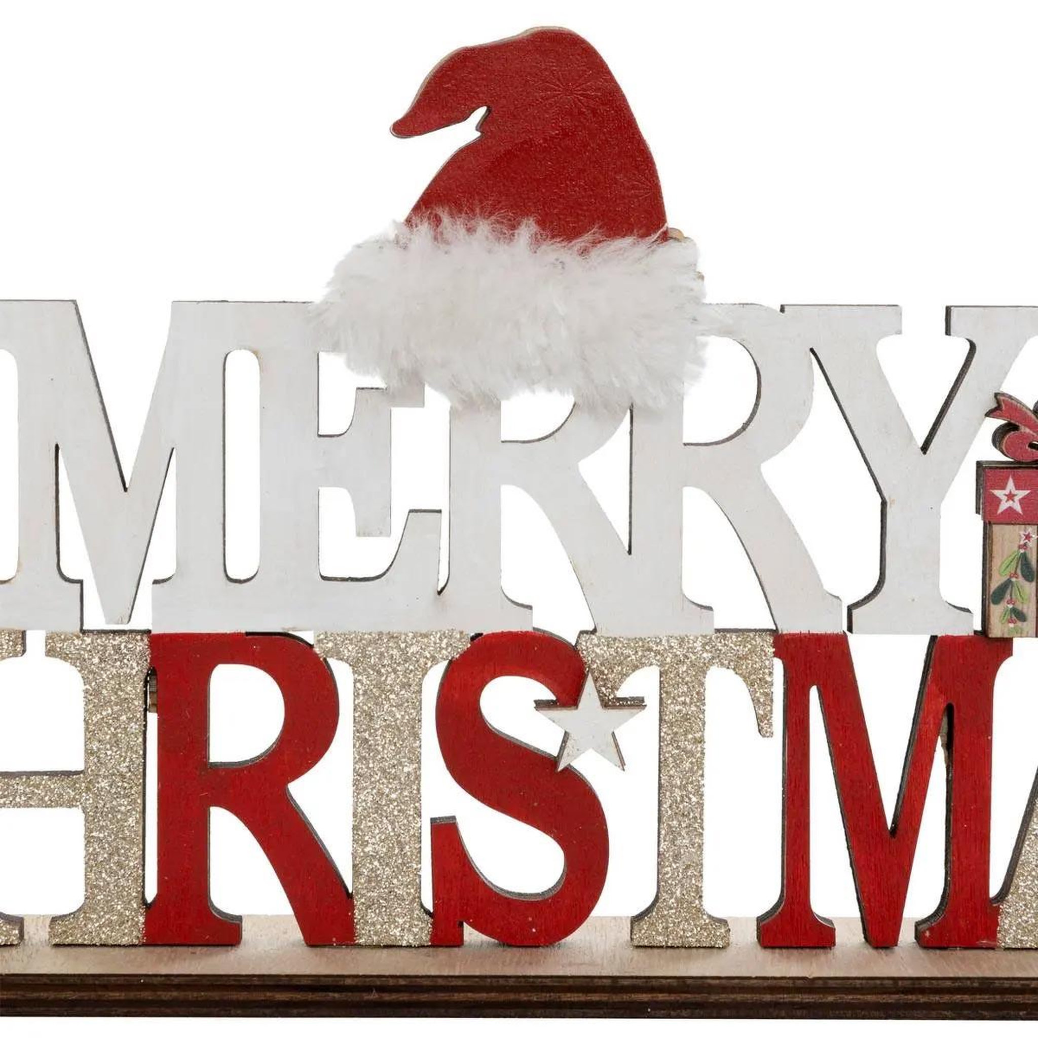 Voir la diapositive 2 : ATMOSPHERA Déco de noël mots  merry christmas  30cm rouge