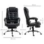 Voir la diapositive 3 : HOMCOM Fauteuil de bureau fauteuil manager grand confort réglable dossier inclinable repose-pied revêtement synthétique noir