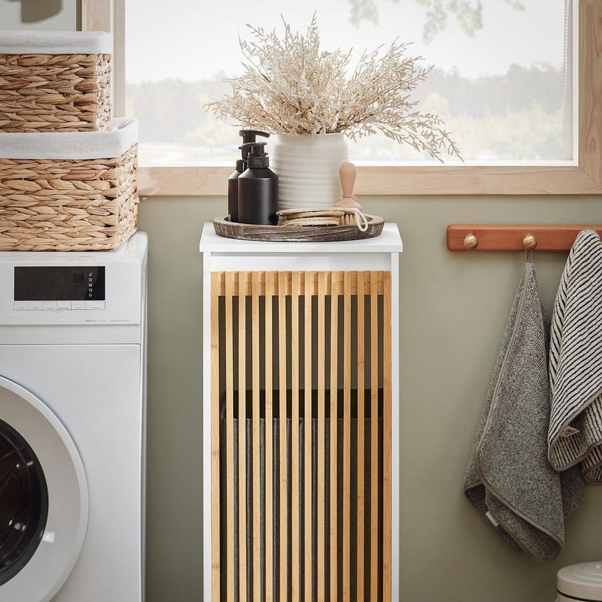 SOBUY SoBuy - Meuble De Buanderie à une porte - Blanc - 33x32x85cm - Nordique - BZR126-W