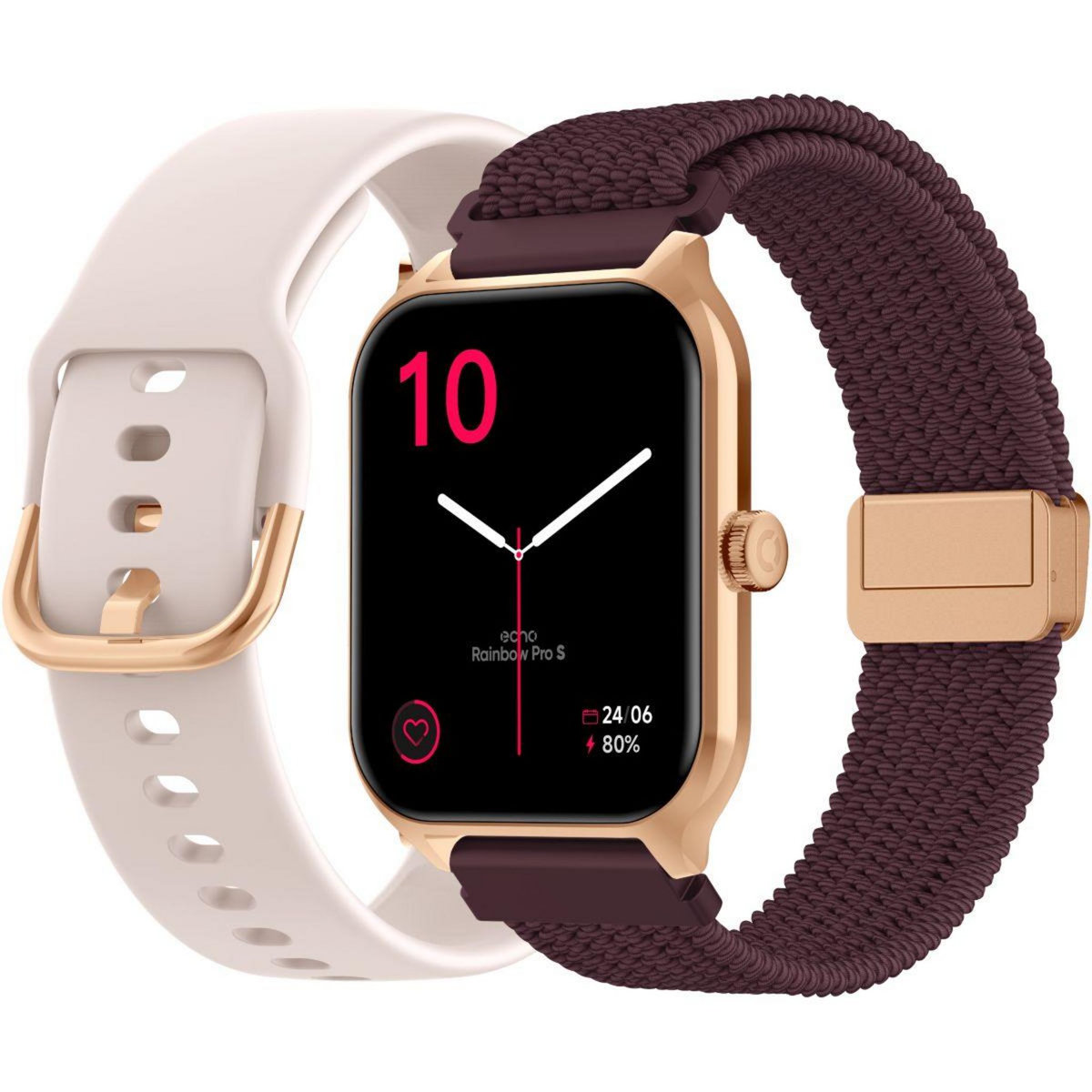 Echo Montre connectée Rainbow ProS OrRose Silicone+BordeauNylo