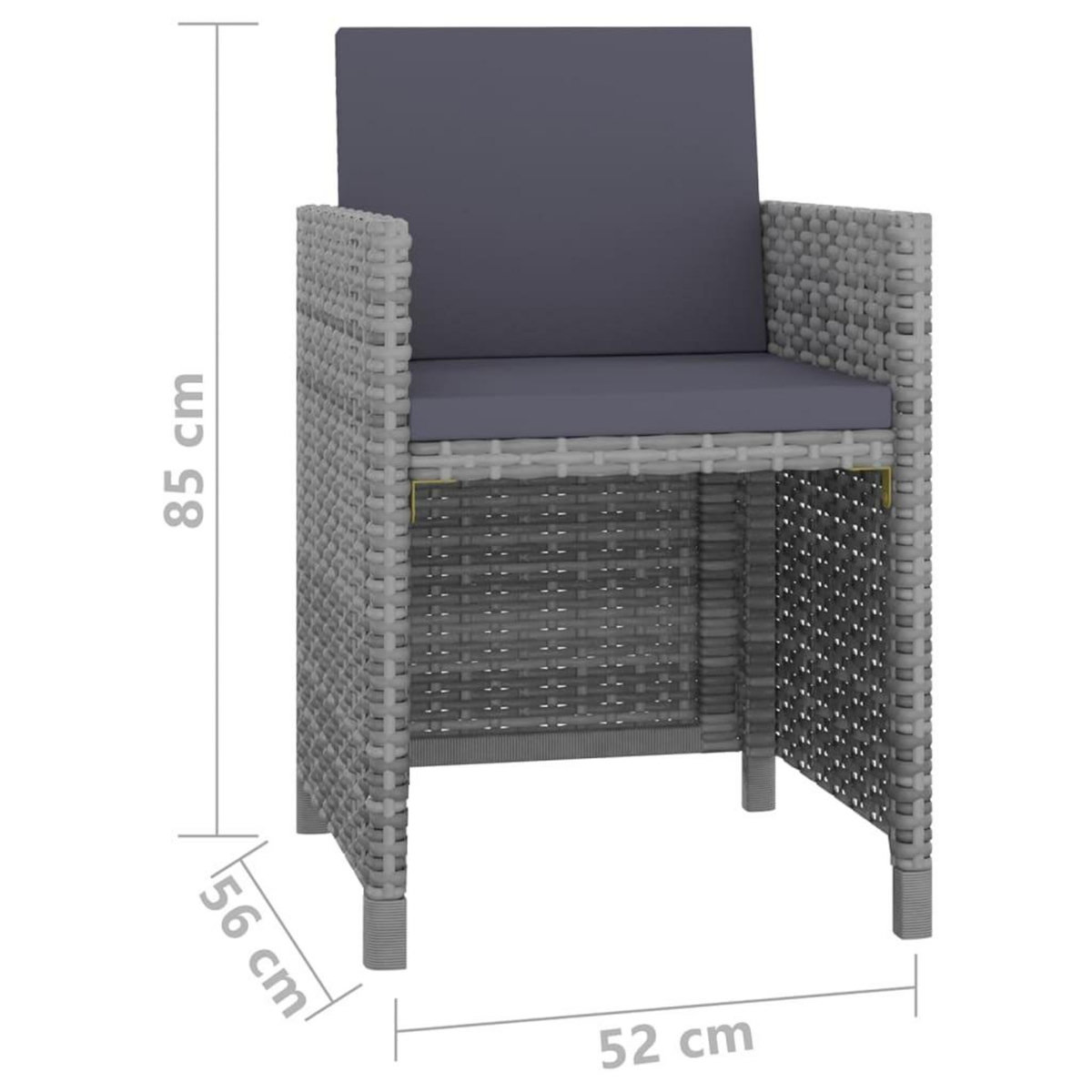 VIDAXL Ensemble a manger d'exterieur 5pcs coussins resine tressee gris