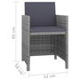 Voir la diapositive 6 : VIDAXL Ensemble a manger d'exterieur 5pcs coussins resine tressee gris