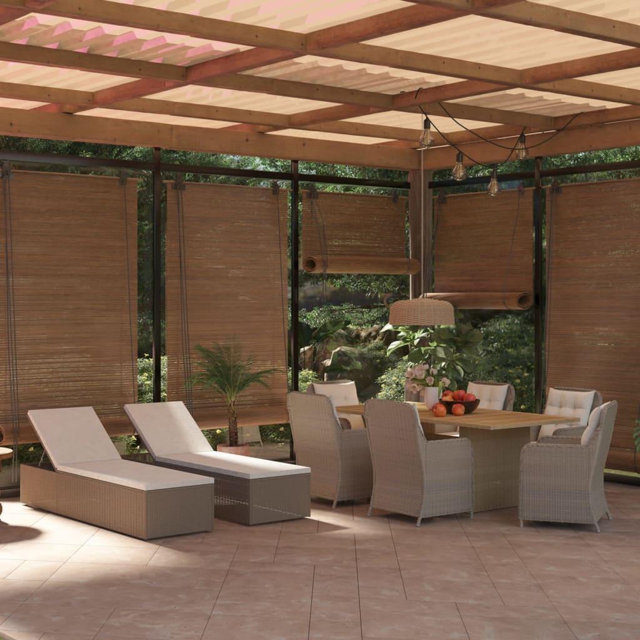 Voir la diapositive 1 : VIDAXL Ensemble a manger de jardin 9 pcs Resine tressee Marron