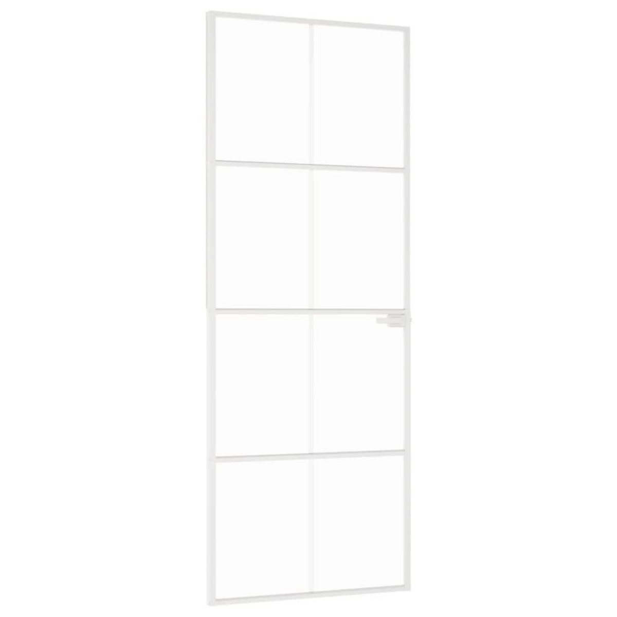 VIDAXL Porte d'interieur Blanc 76x201,5 cm Trempe verre aluminium fin