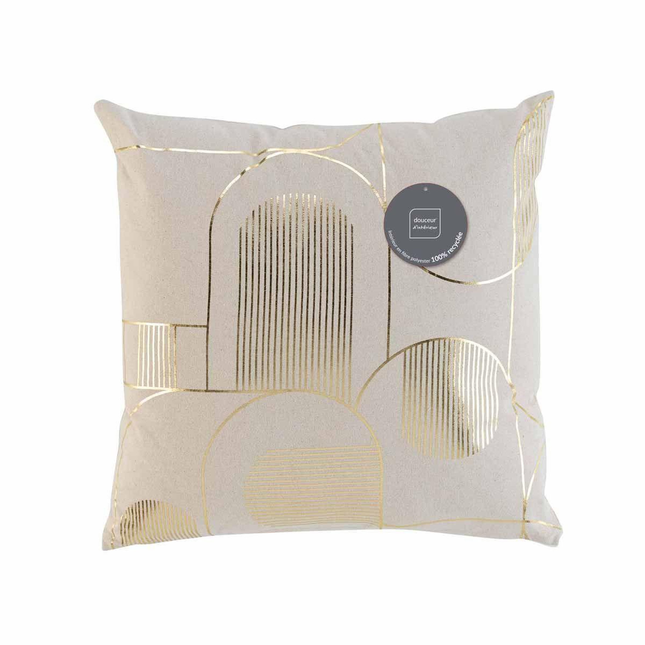 Voir la diapositive 5 : Douceur d'Intérieur Coussin déco imprimé  seventies  45x45cm beige