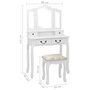 Voir la diapositive 6 : VIDAXL Ensemble de coiffeuse avec tabouret Blanc 80x69x141cm Paulownia