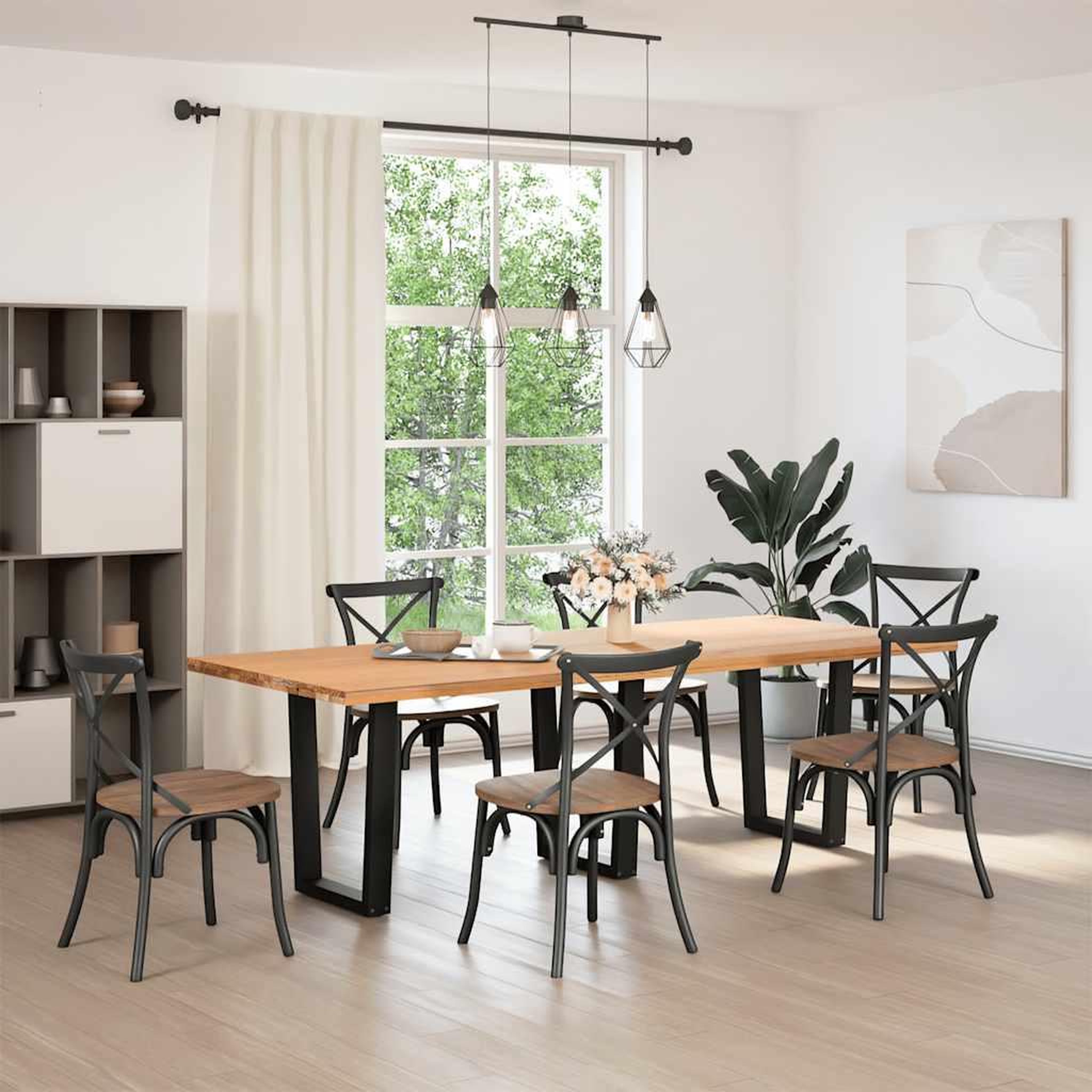 Voir la diapositive 2 : VIDAXL Pieds de table a manger forme de V 3 pcs noir 70x(72-73,3) cm