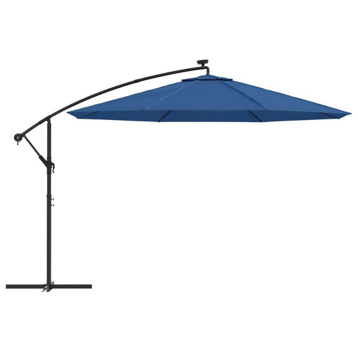 VIDAXL Parasol de jardin en porte-a-faux avec lumieres LED bleu azure
