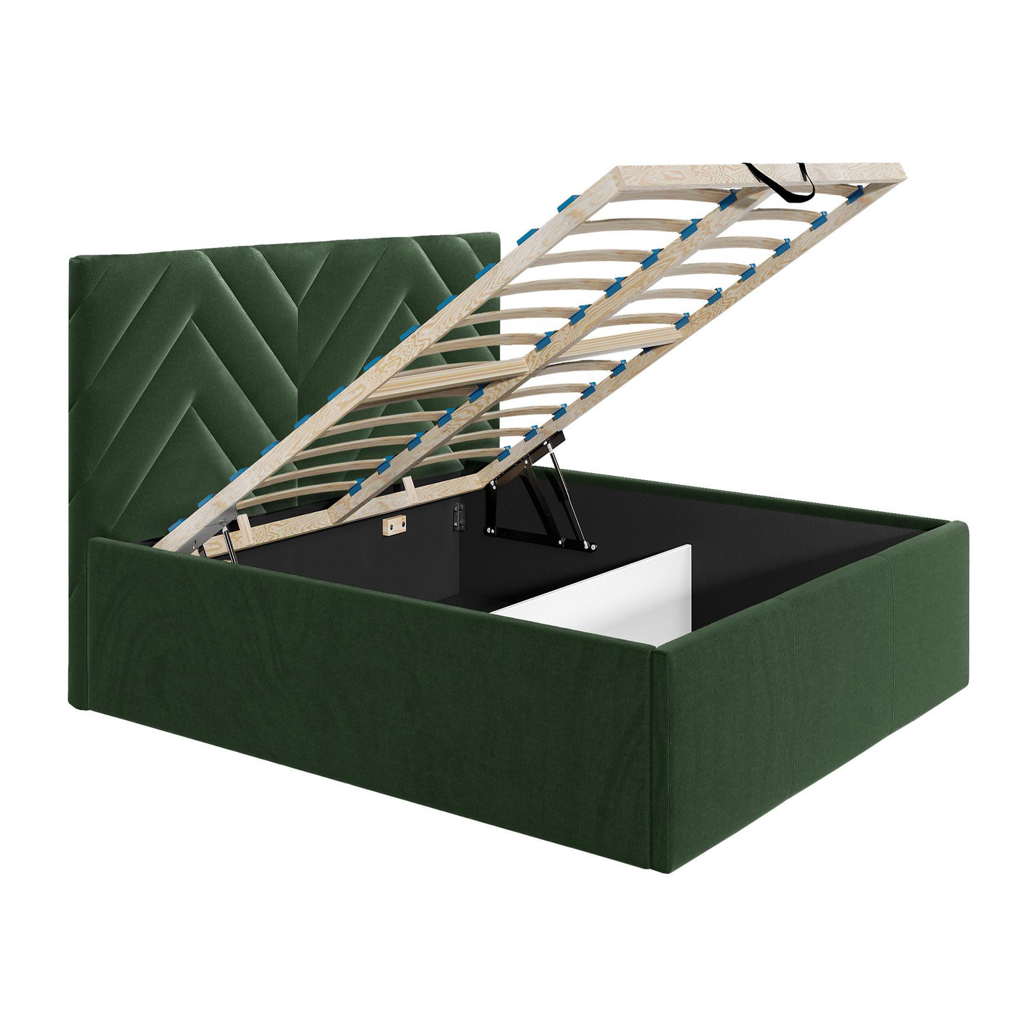 Voir la diapositive 2 : BEST MOBILIER Santiago - lit coffre - 160x200 - sommier inclus - en velours