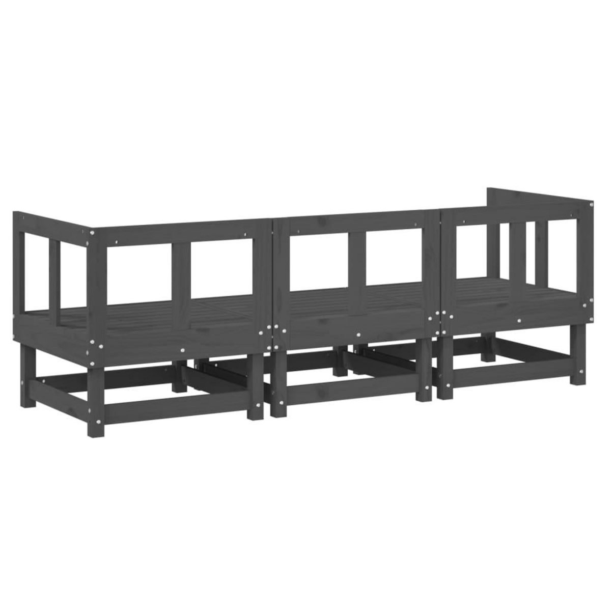 VIDAXL Salon de jardin 3 pcs gris bois massif de pin