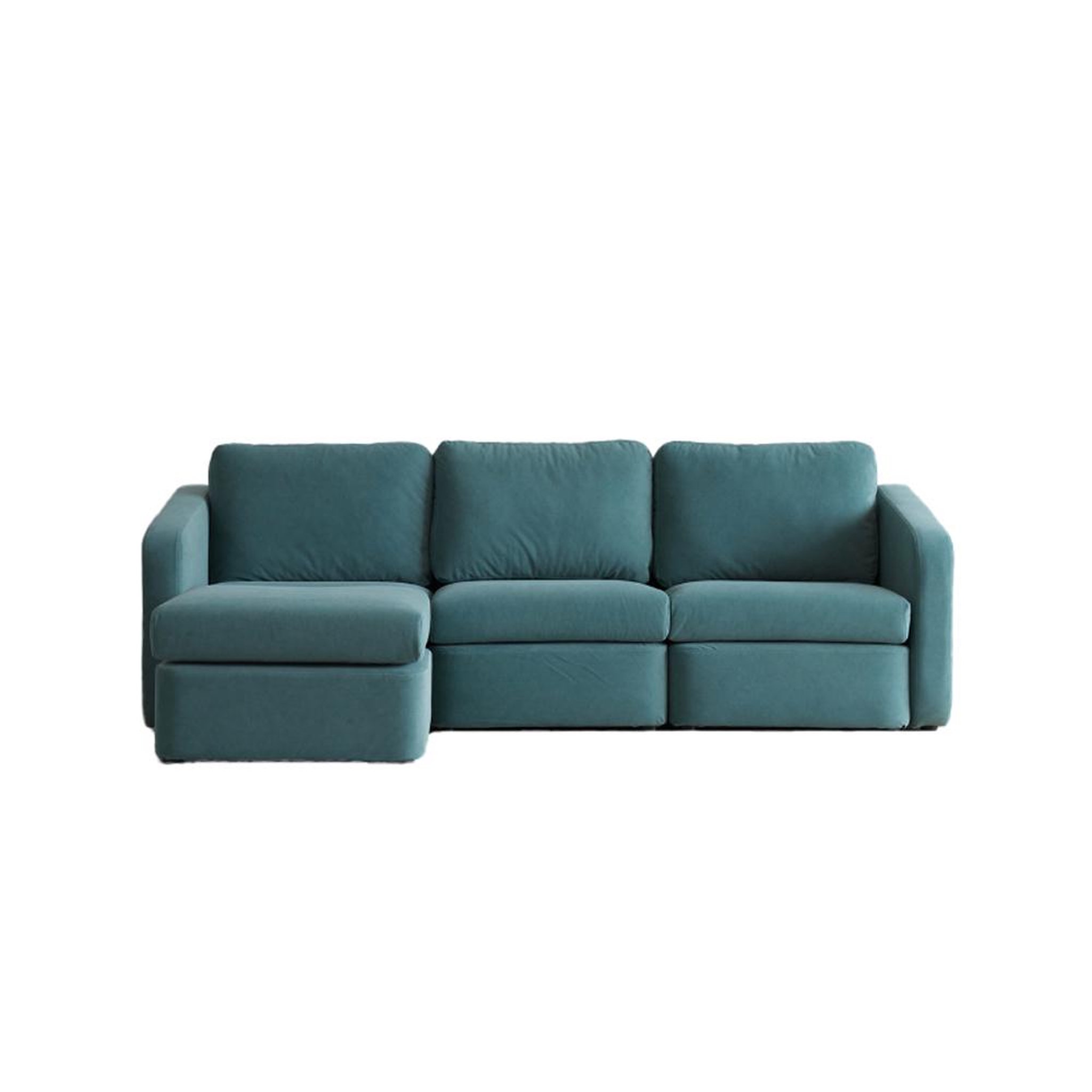 CONCEPT USINE Canapé 3 places modulable bleu avec pouf KONEKT