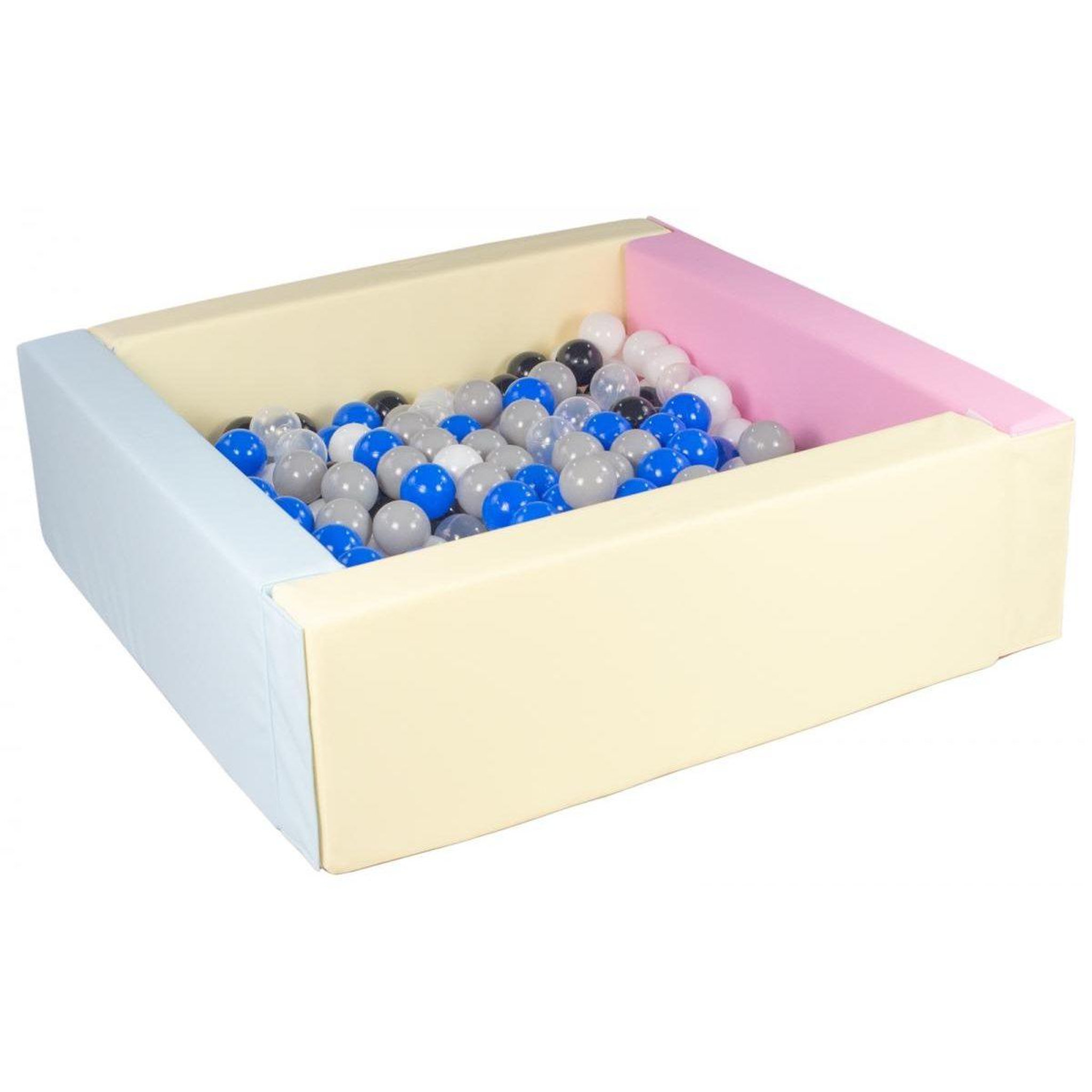 VELINDA Piscine à balles carrée avec 200 balles - rose, bleu, jaune p / balles 5 couleurs