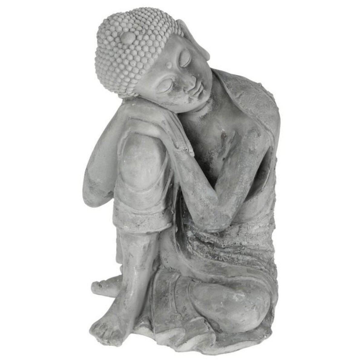  Statuette en Ciment  Bouddha Assis  36cm Gris
