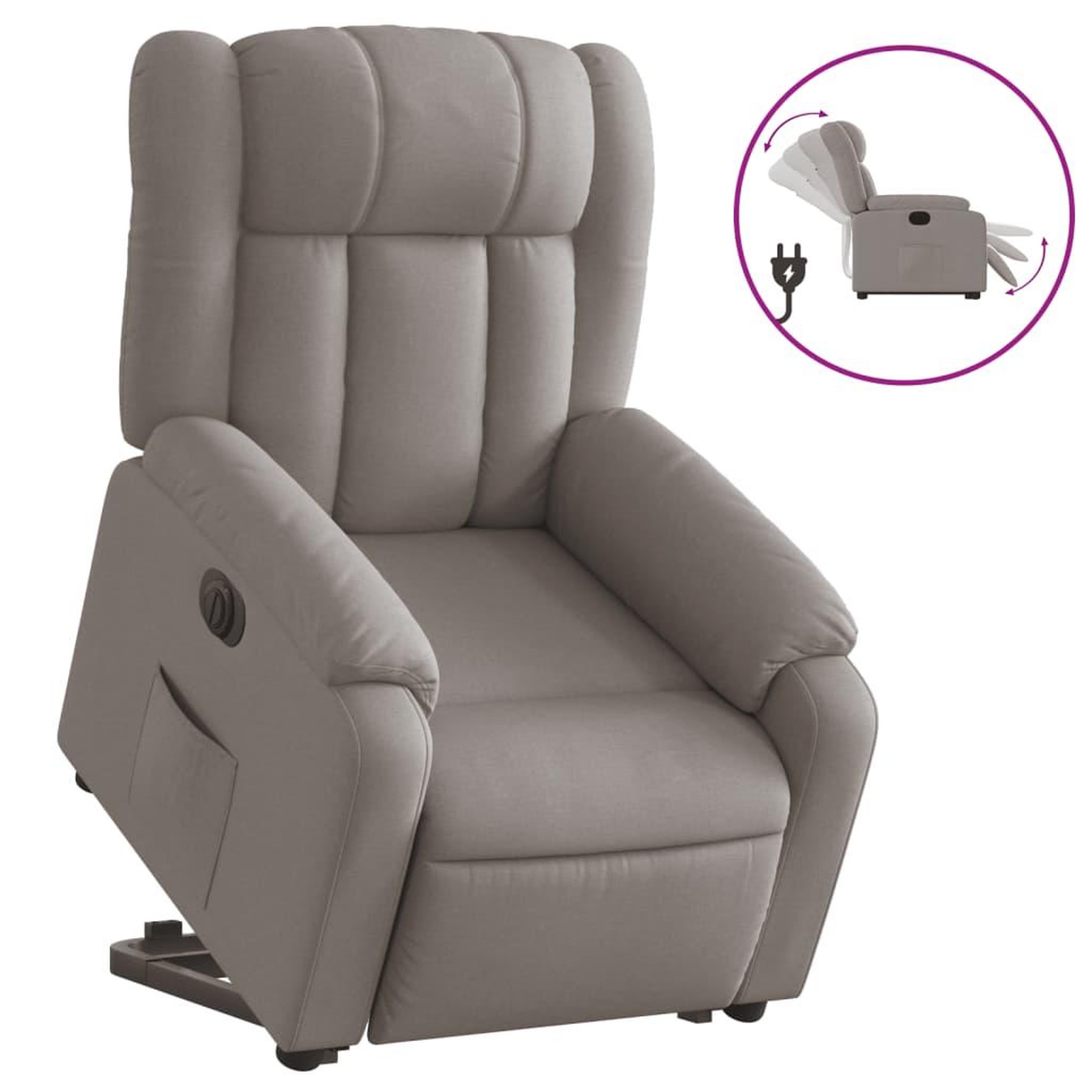 Voir la diapositive 2 : VIDAXL Fauteuil inclinable electrique taupe tissu